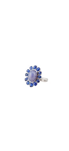 Natural Star Sapphire 15.5ct Ring with No-Heat Royal Blue Sapphires