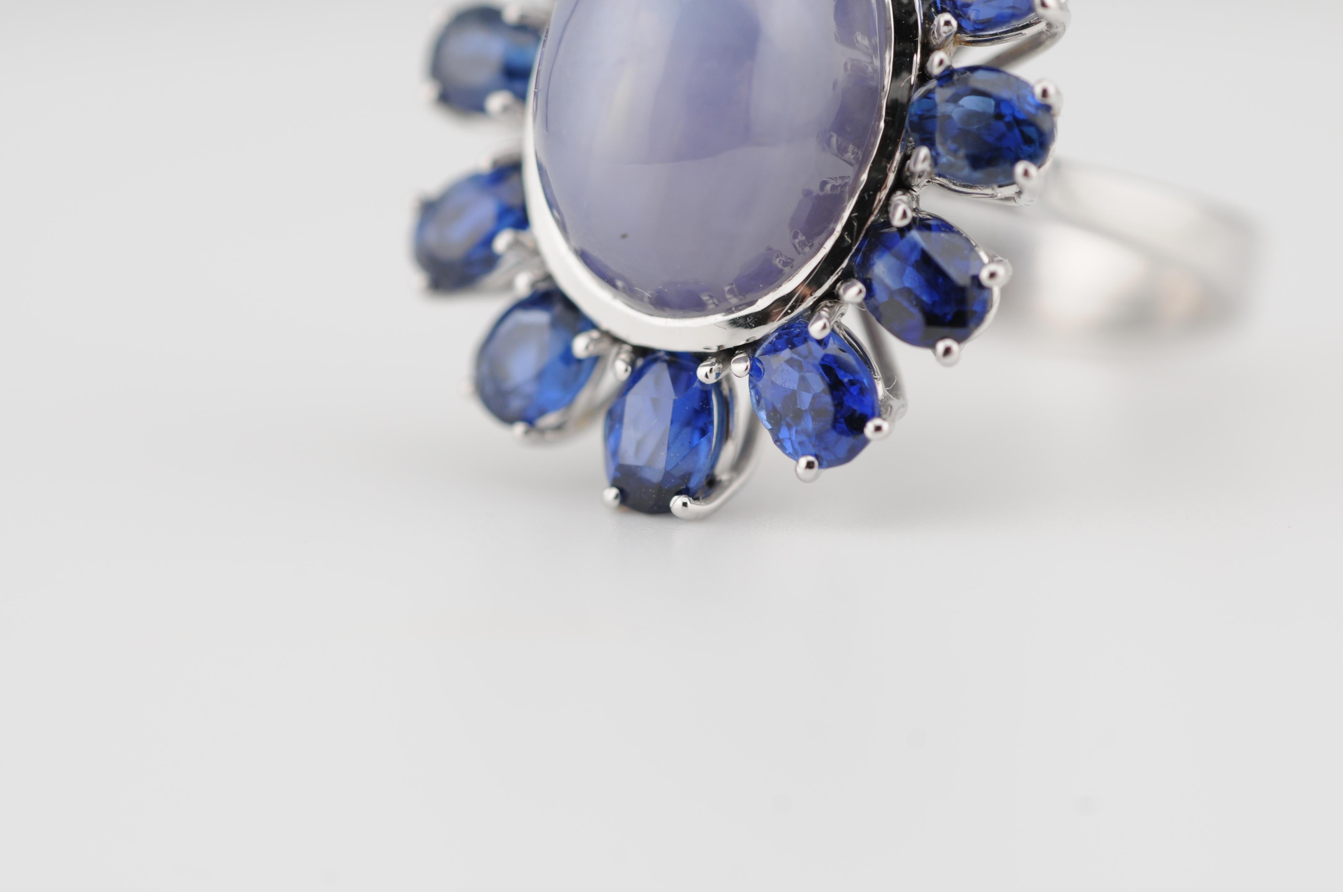 Natürlicher Sternsaphir 15,5ct Ring mit No-Heat Royal Blue Sapphires im Angebot 1