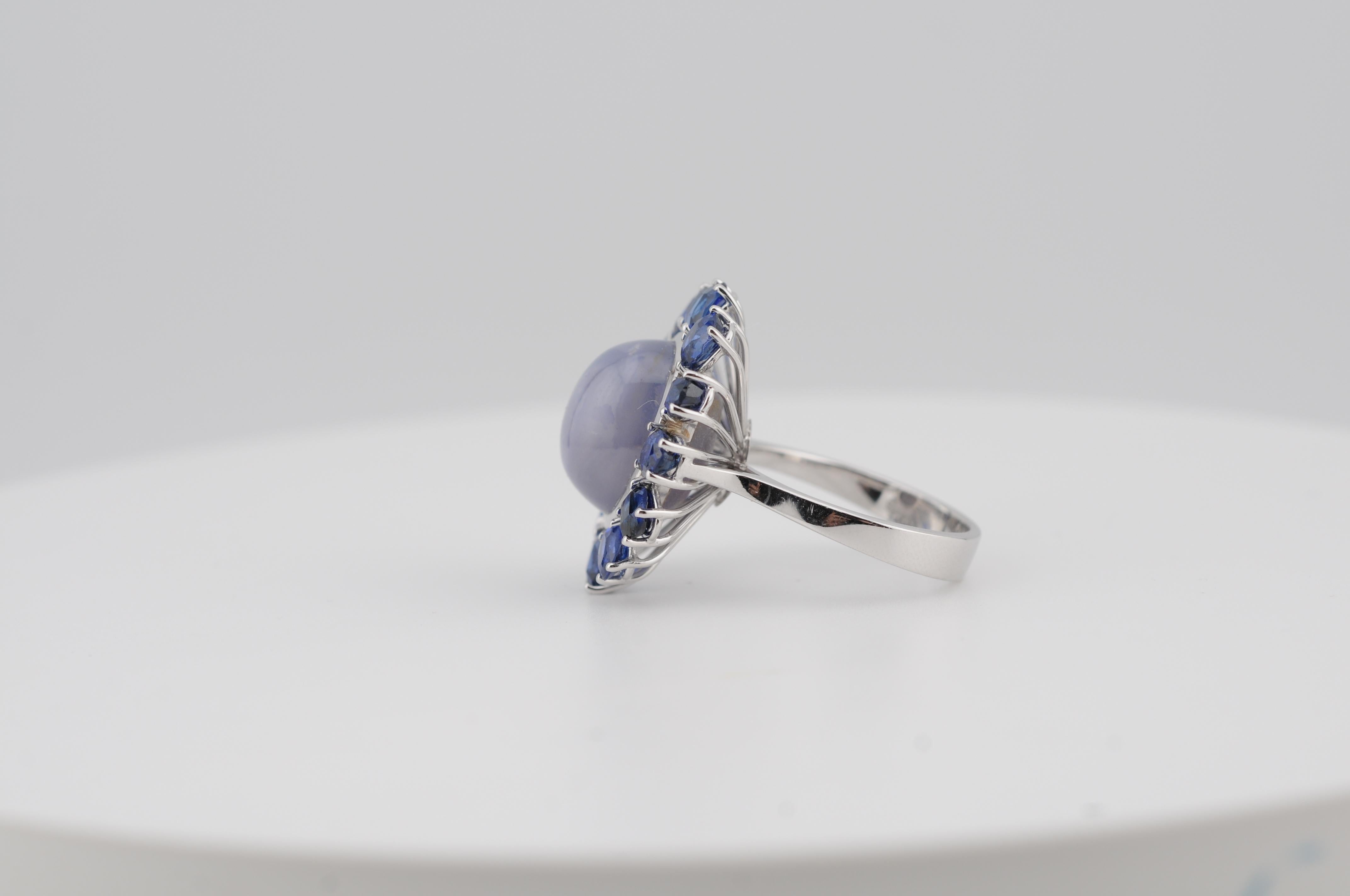 Natürlicher Sternsaphir 15,5ct Ring mit No-Heat Royal Blue Sapphires im Angebot 3