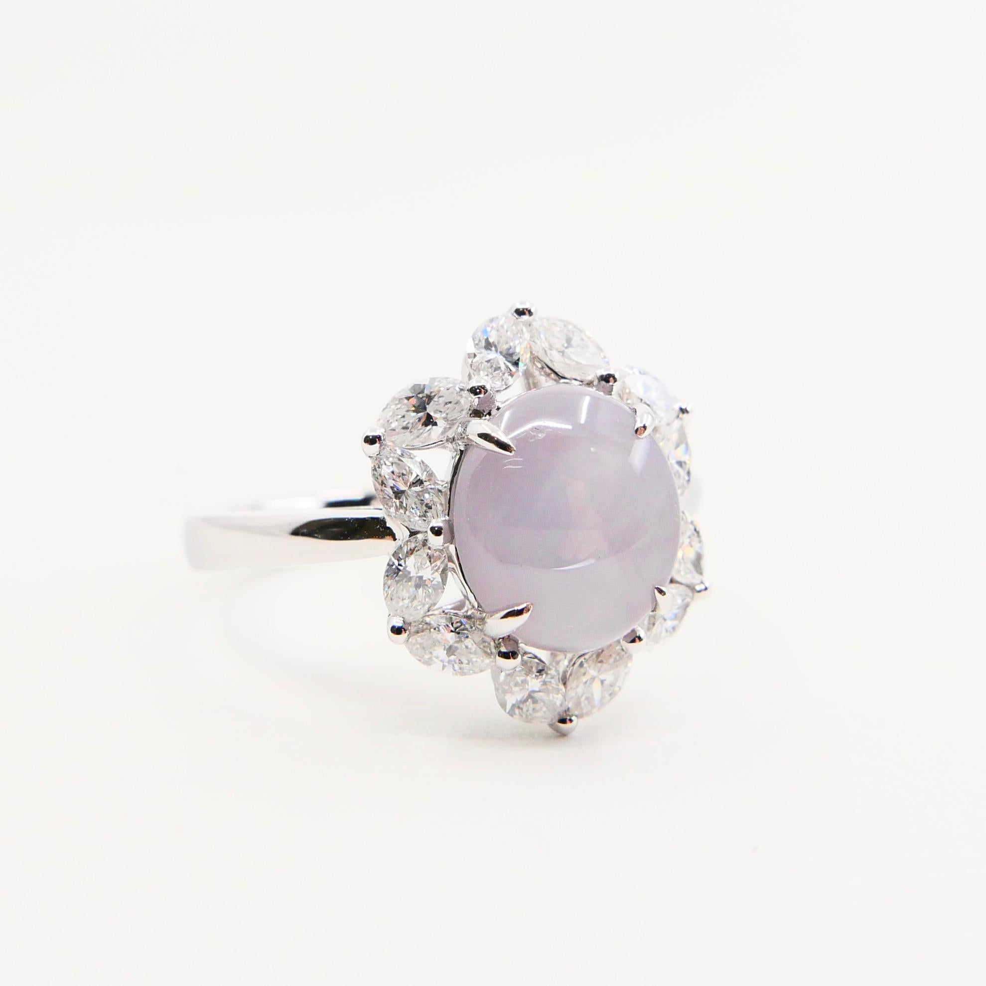GIA Certified 3.48 Cts Natural No Heat Star Sapphire & Diamond Cocktail Ring. For Sale 6