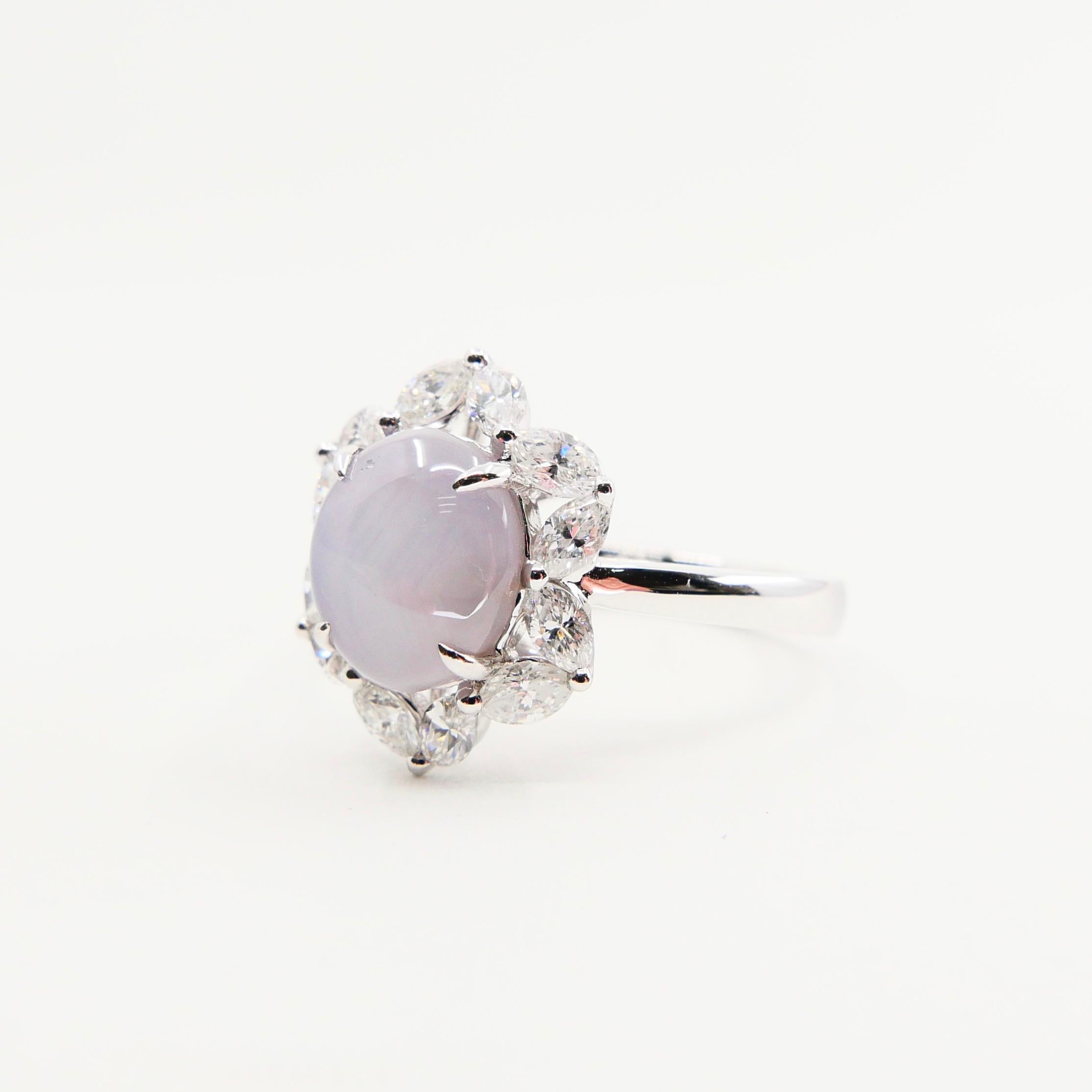 GIA Certified 3.48 Cts Natural No Heat Star Sapphire & Diamond Cocktail Ring. For Sale 1