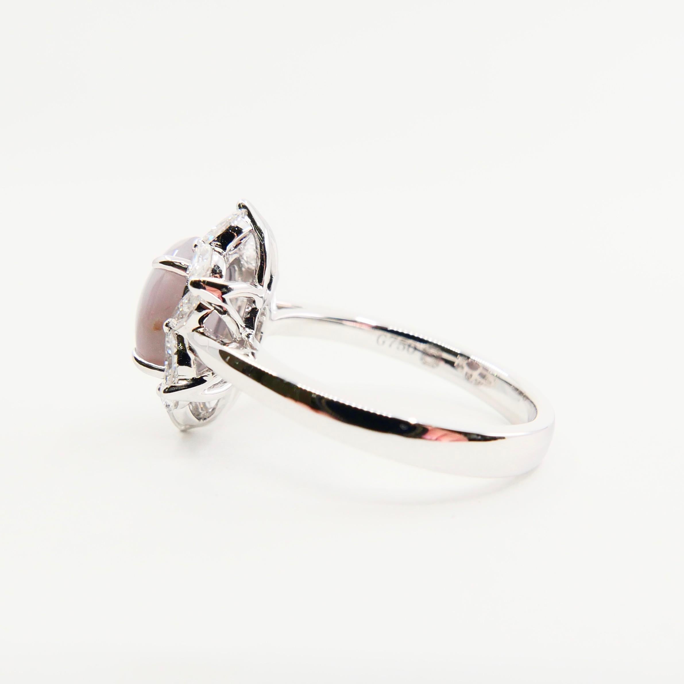 GIA-zertifizierter natürlicher unbehandelter Sternsaphir 9mm x 8mm & Diamant-Cocktailring. 4