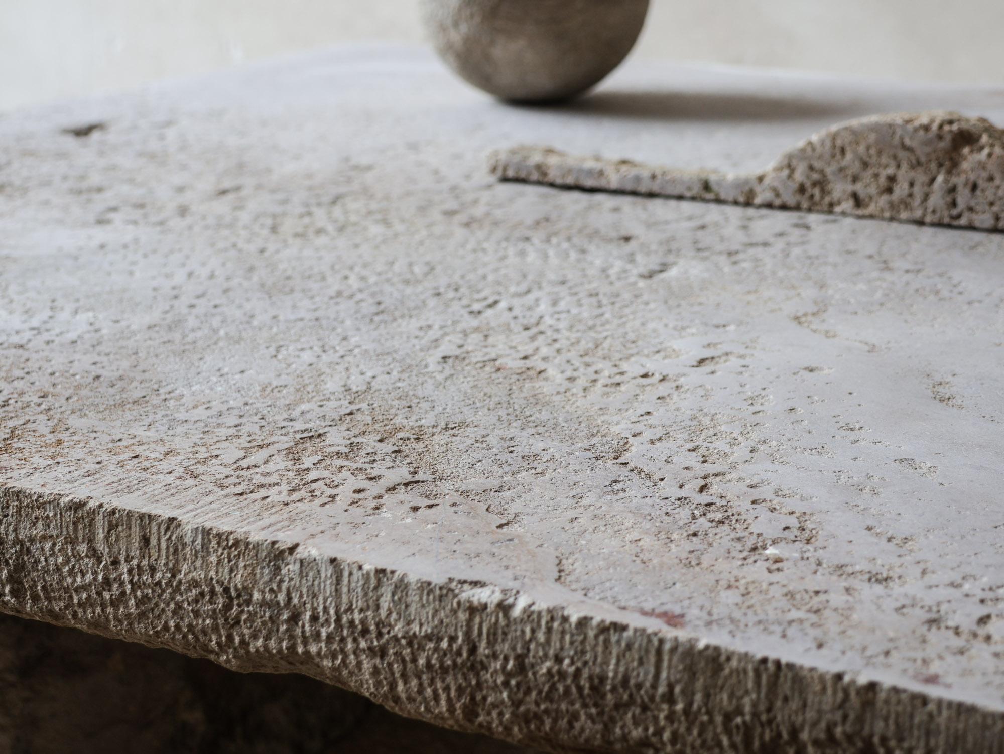 Natural Stone Coffee Table made from 17th-Century Bourgogne Threshold Stone For Sale 4