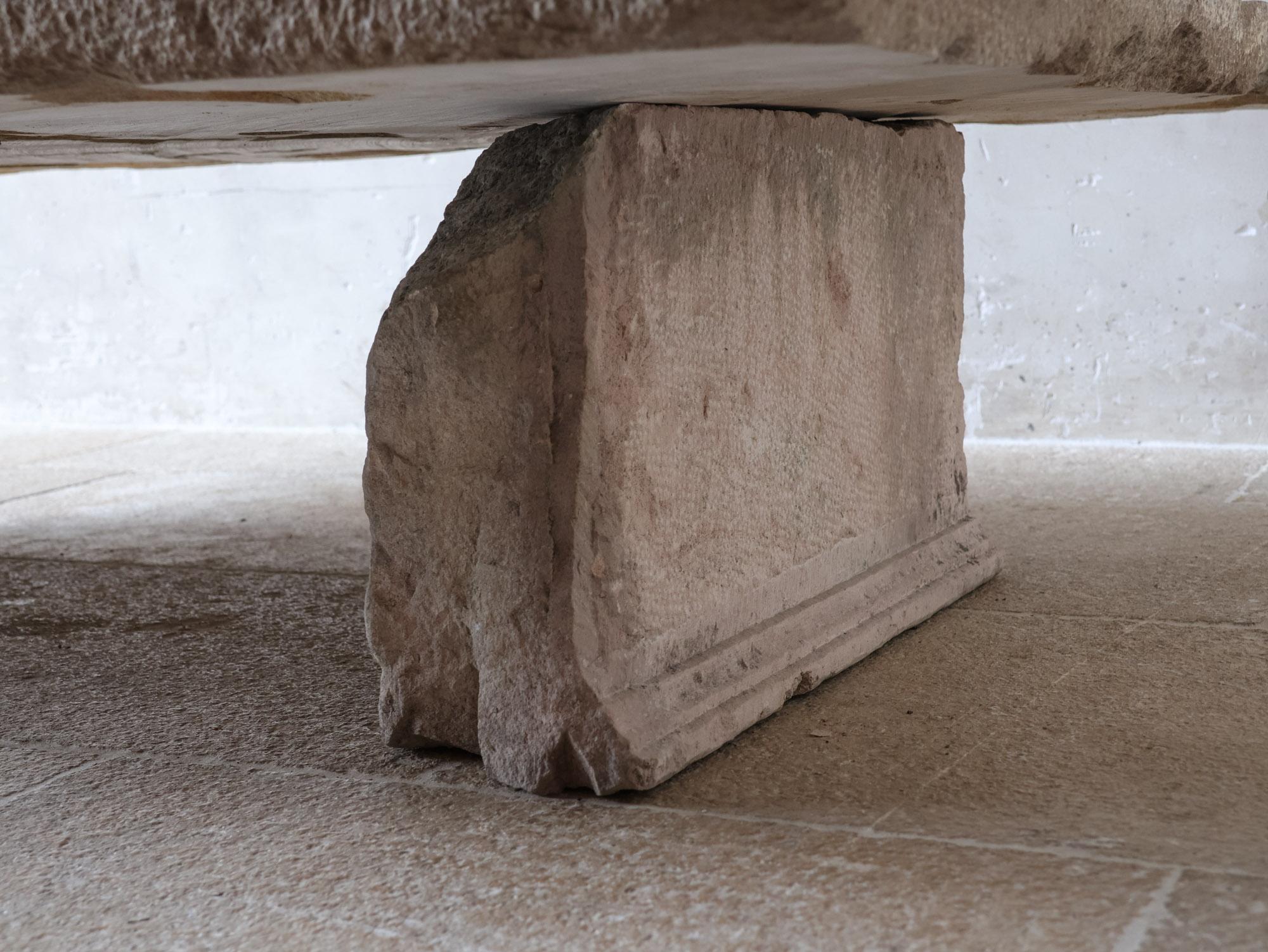 Natural Stone Coffee Table made from 17th-Century Bourgogne Threshold Stone For Sale 5