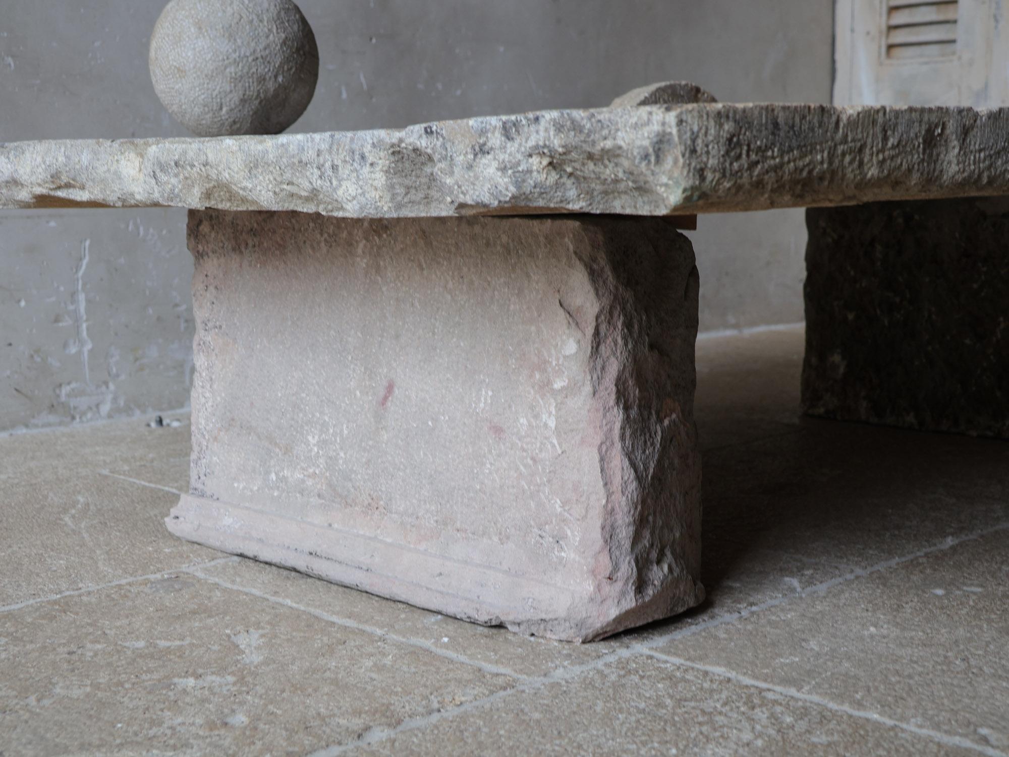 Natural Stone Coffee Table made from 17th-Century Bourgogne Threshold Stone For Sale 6