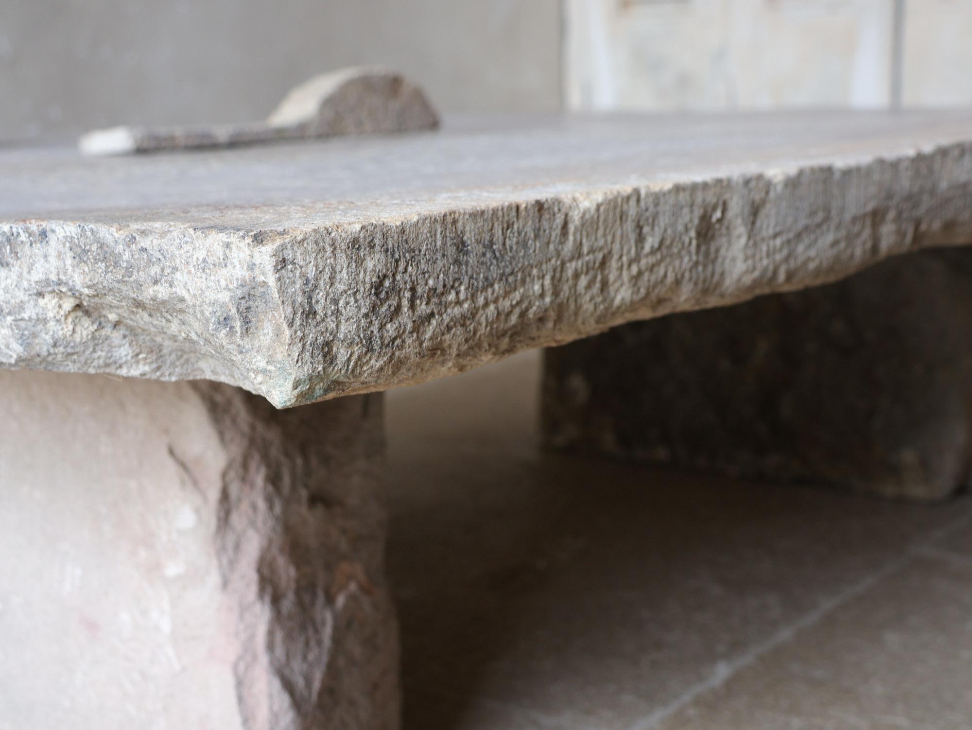 Natural Stone Coffee Table made from 17th-Century Bourgogne Threshold Stone For Sale 2