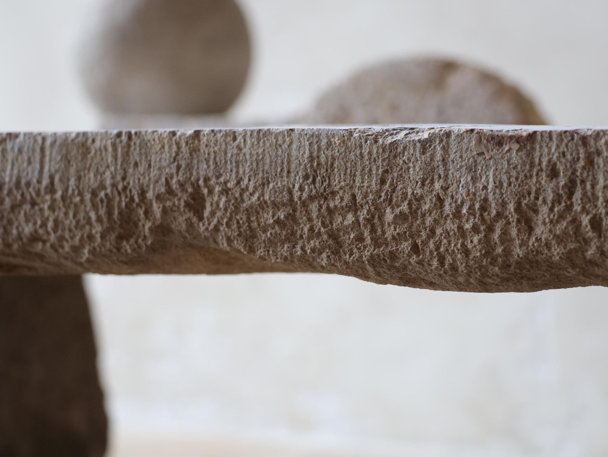 Natural Stone Coffee Table made from 17th-Century Bourgogne Threshold Stone For Sale 3