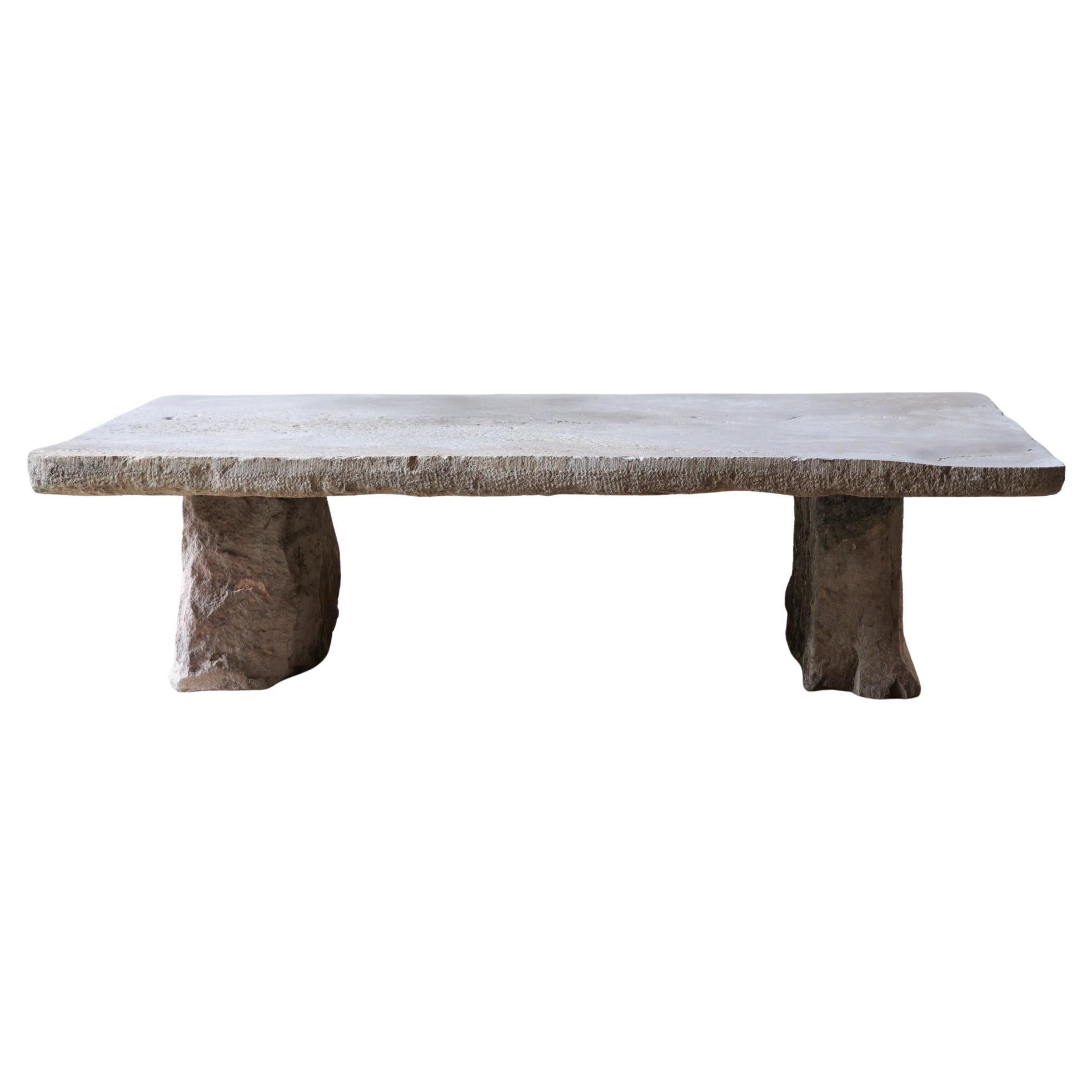 Natural Stone Coffee Table made from 17th-Century Bourgogne Threshold Stone For Sale