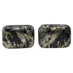 Natural Stone Cufflink for Men Natural APACHE GOLD stone Blue Cufflink (#15)