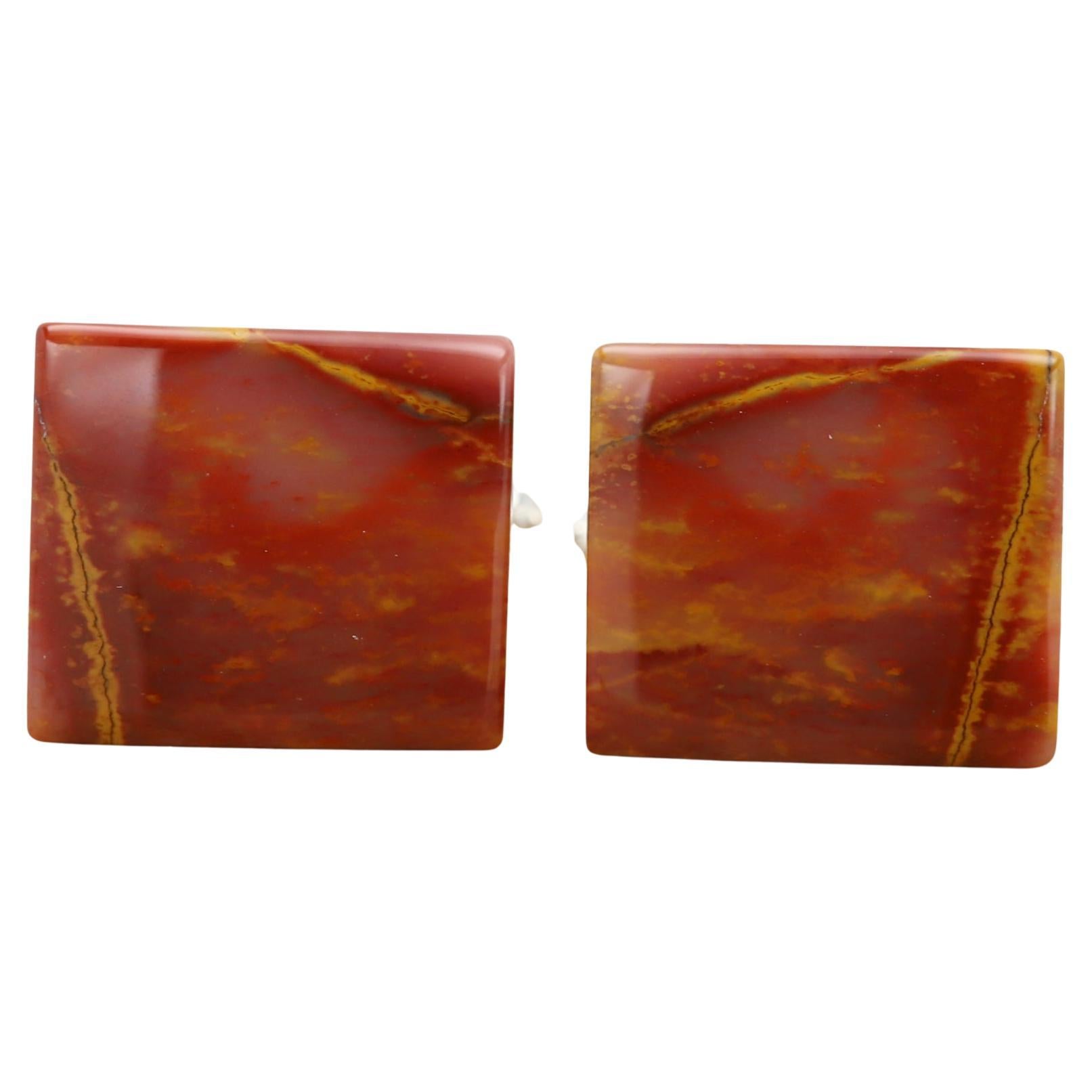 Natural Stone Cufflink for Men Natural Noreena Jasper stone Brown Cufflink (#201