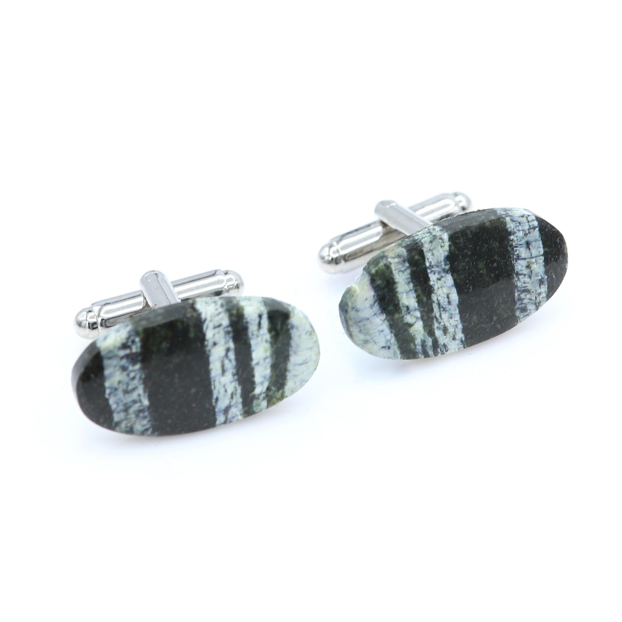 Natural Stone Cufflink Men's Cufflinks Oval Shape Natural Stones Men's Jewelry For Sale 5