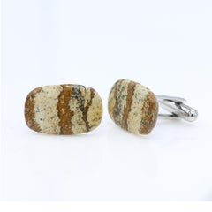 Natural Stone Cufflink Men's Cufflinks Oval Shape Natural Stones Men's Jewelry