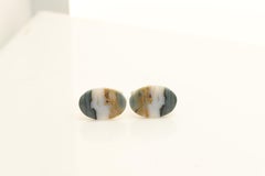 Natural Stone Cufflink Men's Cufflinks Oval Shape Natural Stones Men's Jewelry