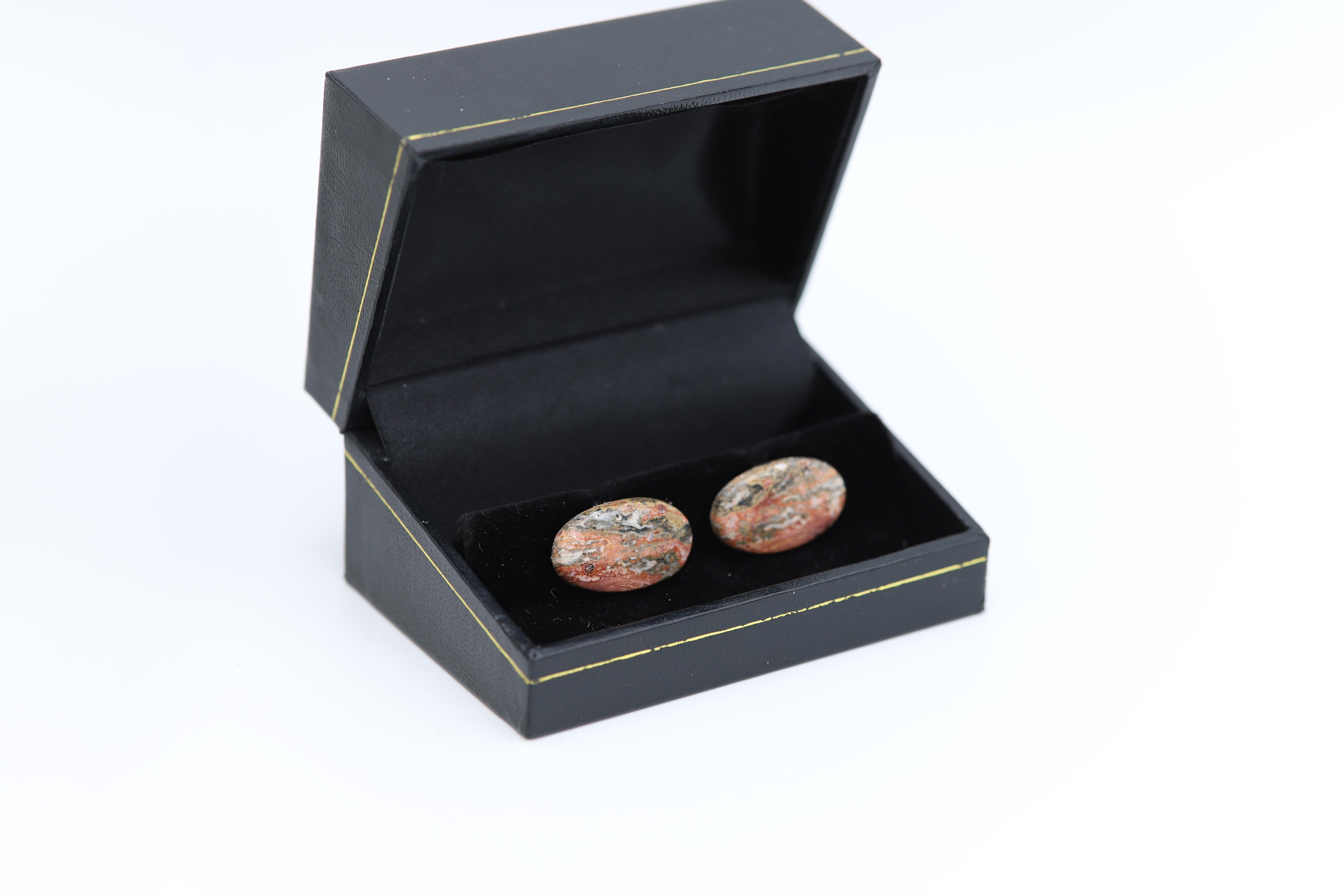 Gemelos de piedra natural Gemelos para hombre Forma ovalada Piedras naturales Joyería para hombre Corte oval en venta