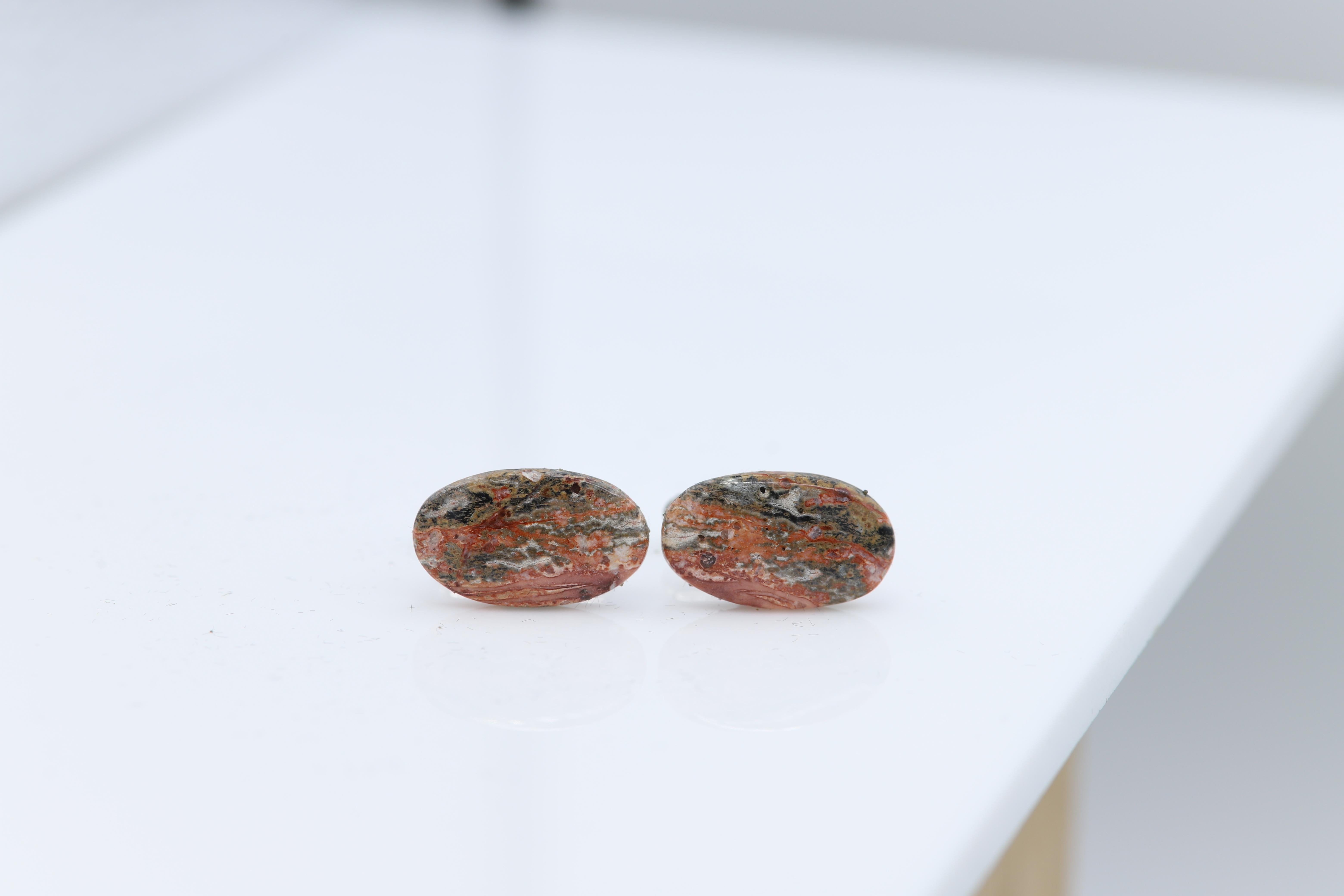 De los hombres Gemelos de piedra natural Gemelos para hombre Forma ovalada Piedras naturales Joyería para hombre en venta