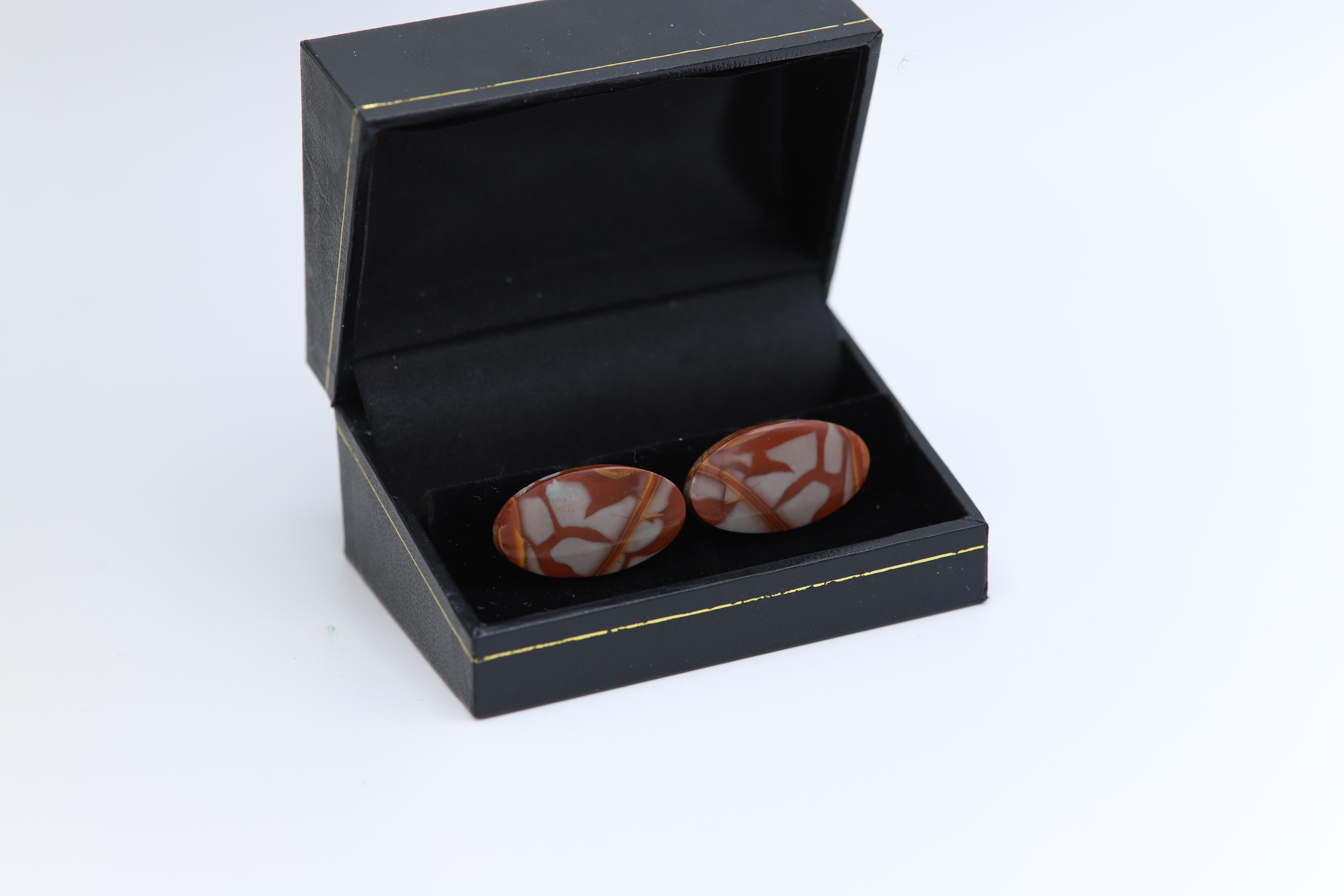 Femenino o masculino Gemelos de piedra natural Gemelos para hombre Forma ovalada Piedras naturales Joyería para hombre en venta