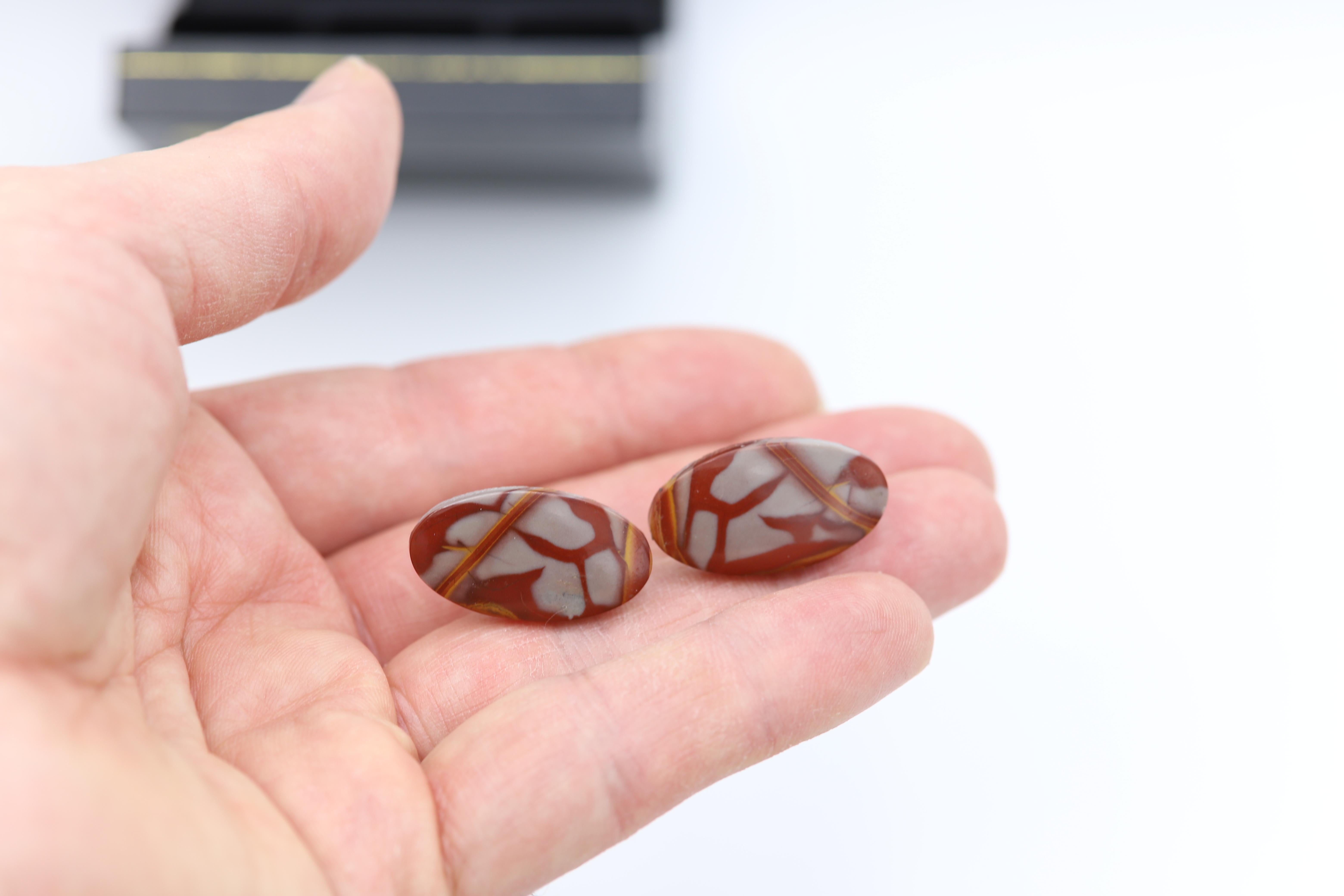Gemelos de piedra natural Gemelos para hombre Forma ovalada Piedras naturales Joyería para hombre en venta 2