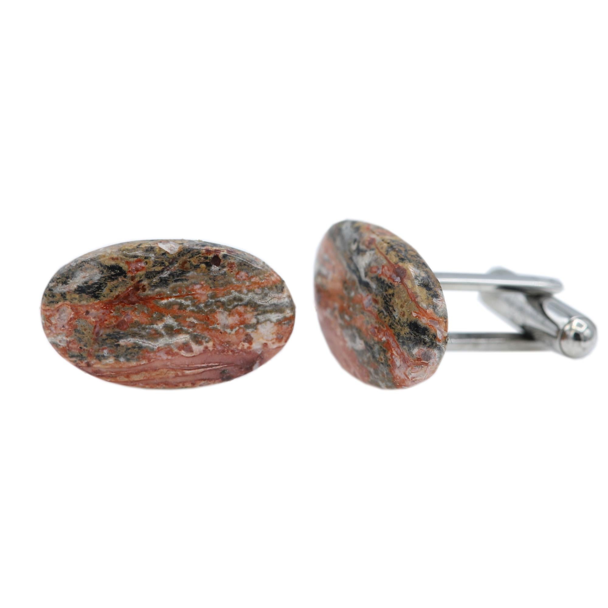 Gemelos de piedra natural Gemelos para hombre Forma ovalada Piedras naturales Joyería para hombre en venta 4