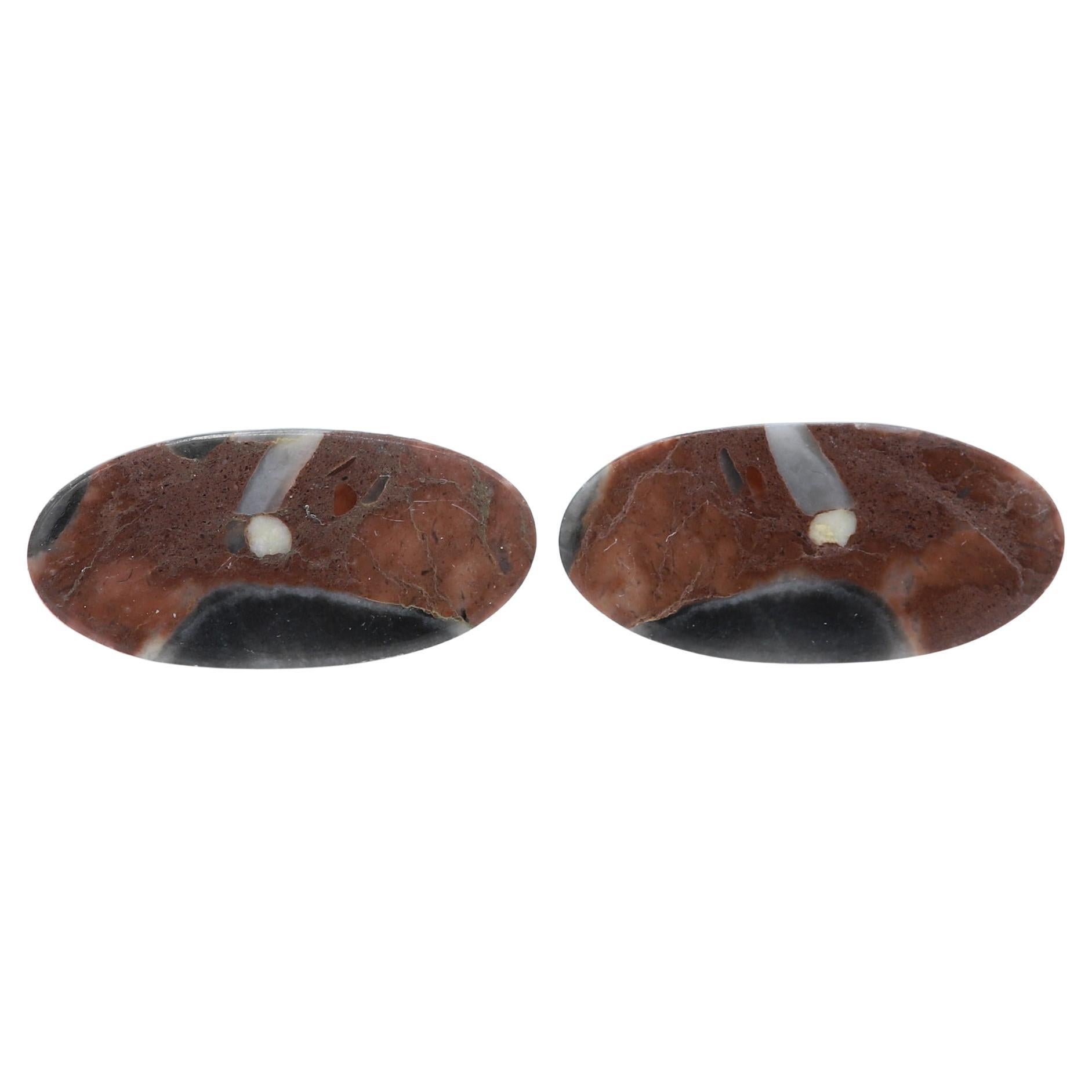 Natural Stone Cufflink Men's Cufflinks Oval Shape Natural Stones Men's Jewelry