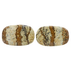 Natural Stone Cufflink Men's Cufflinks Oval Shape Natural Stones Men's Jewelry