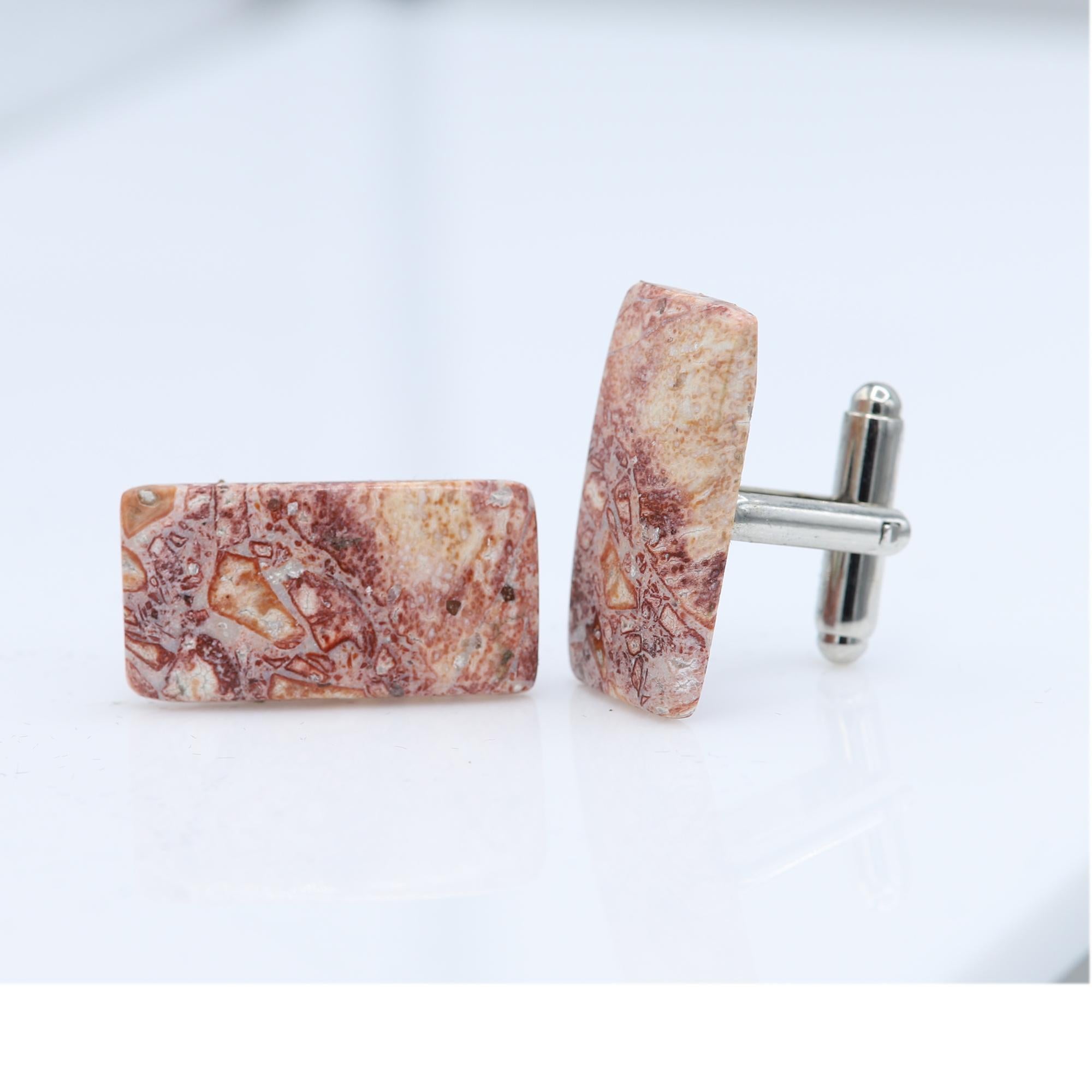 Natural Stone Cufflink Men's Cufflinks Rectangle Shape Men's Jewelry For Sale 8