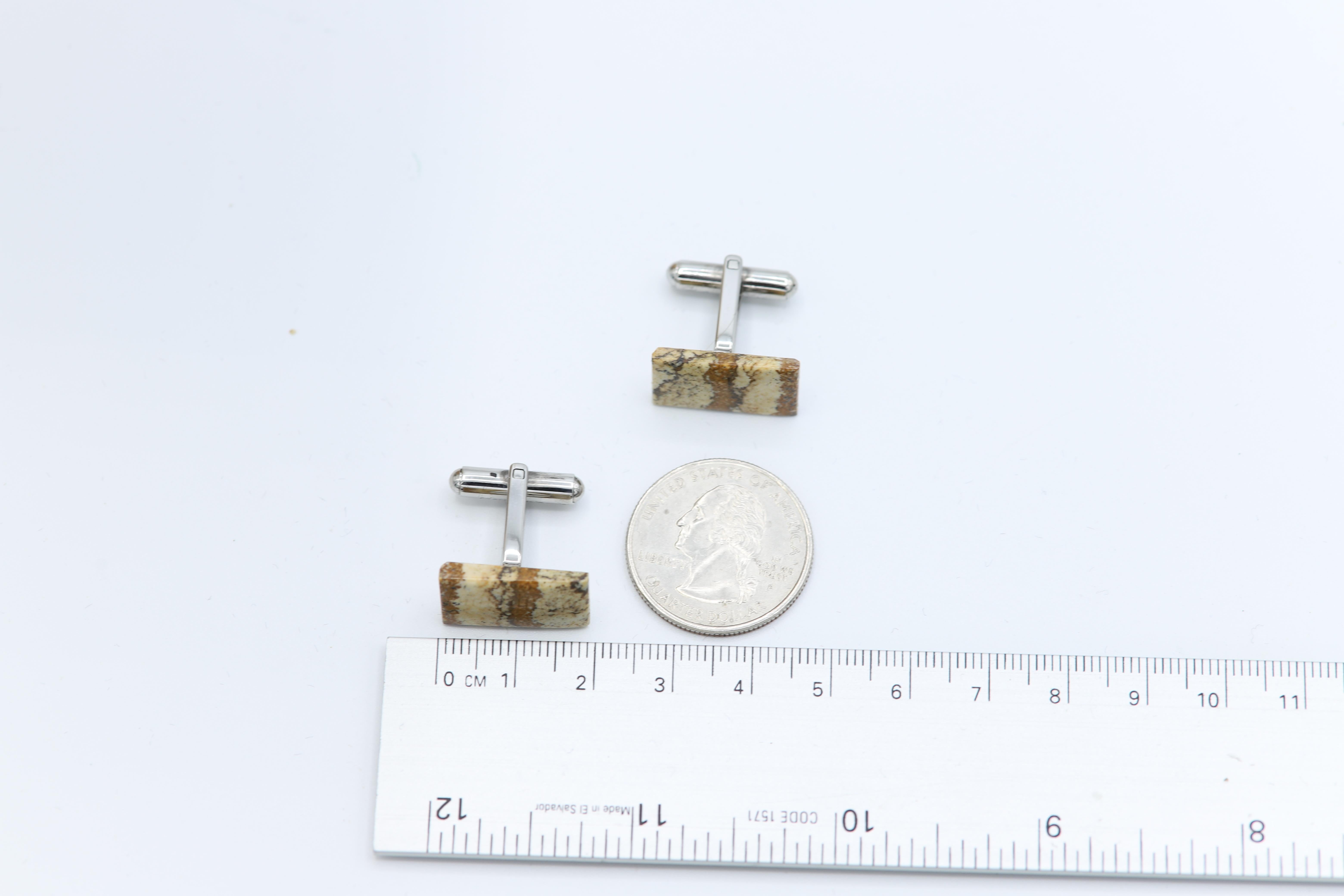 Natural Stone Cufflink Men's Cufflinks Rectangle Shape Men's Jewelry For Sale 2