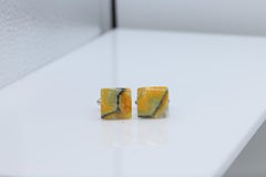 Boutons de manchette en pierre naturelle pour hommes en forme de carré - Bijoux pour hommes pierre naturelle