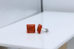 Mens Cufflink Natural stone Men's Cufflinks, Men's Jewelry, Brown Orange
