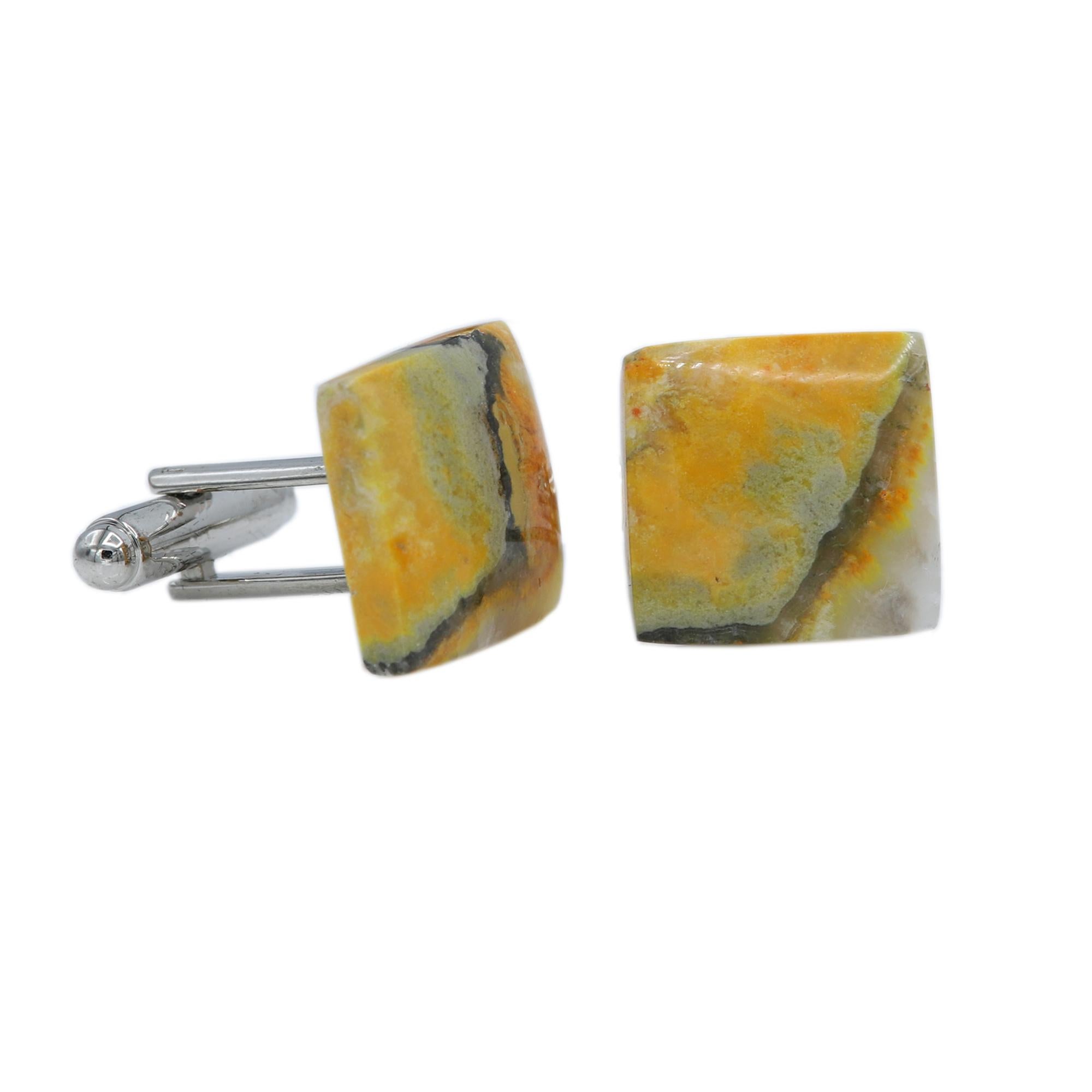 Natural Stone Cufflink Men's Cufflinks Square Shape Natural Stone Men's Jewelry For Sale 2