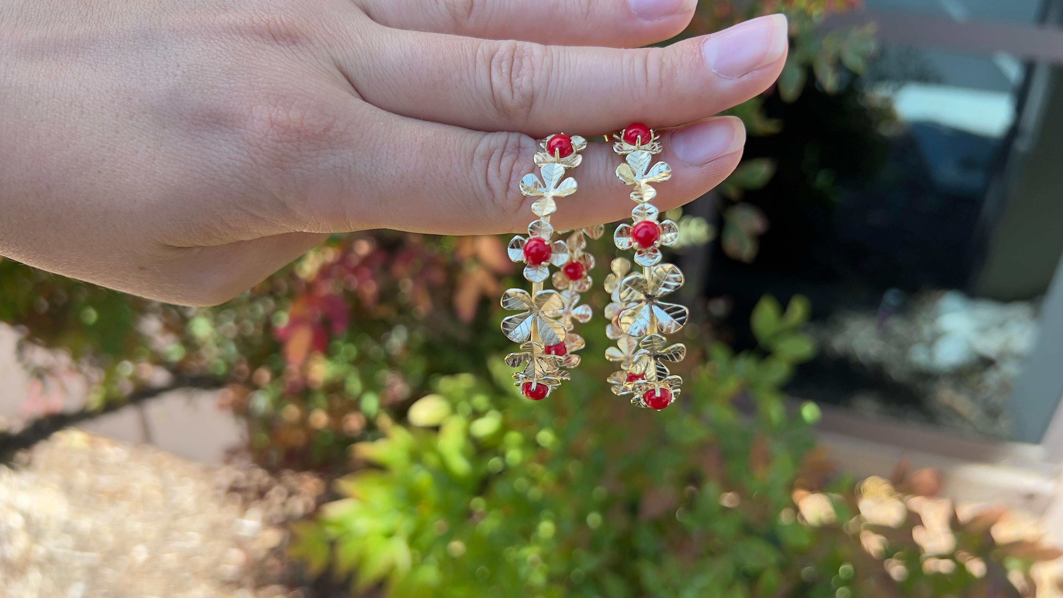 Natural Stone Flower Earrings  For Sale 1