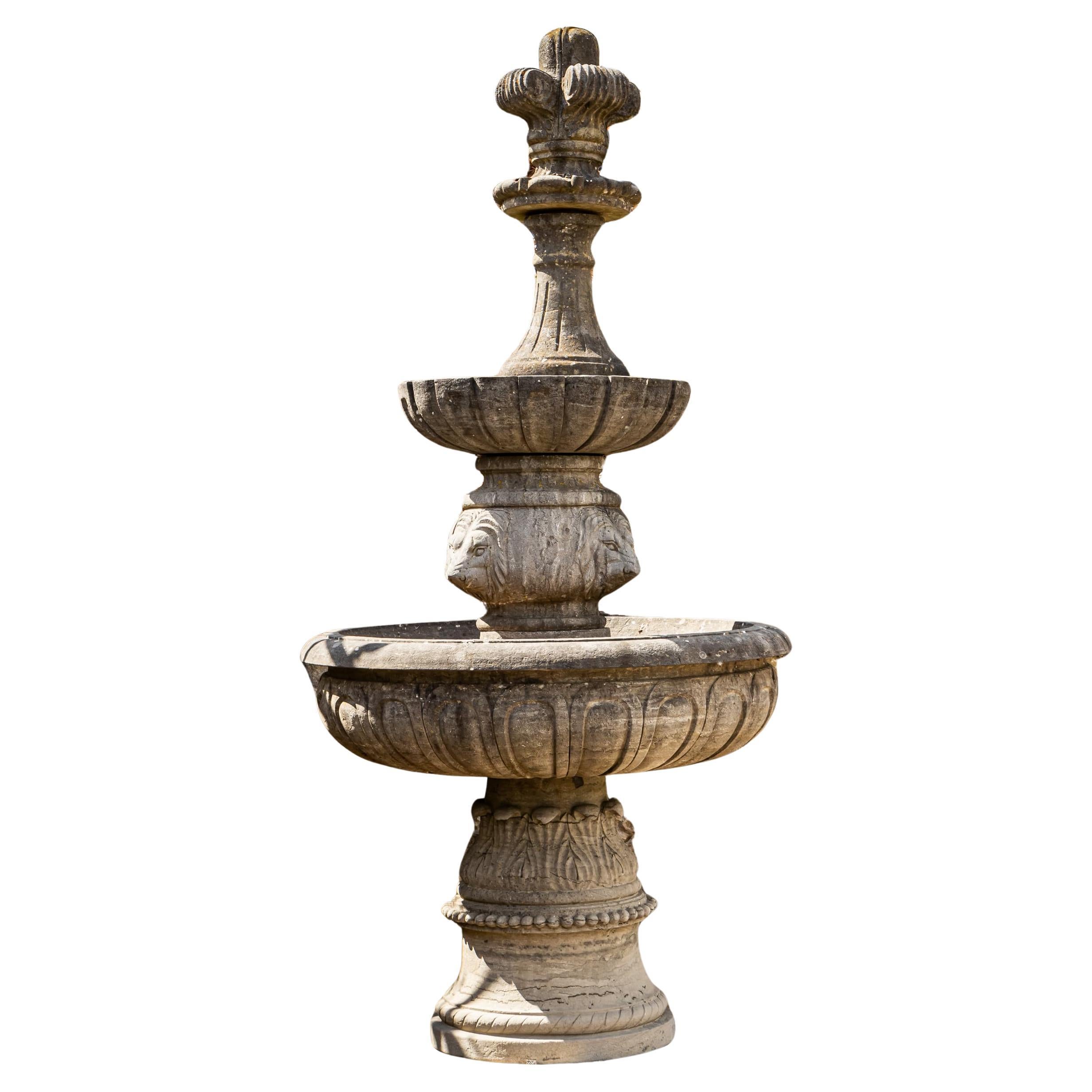 Natural Stone Hand-carved Fountain Column, 21st Century For Sale