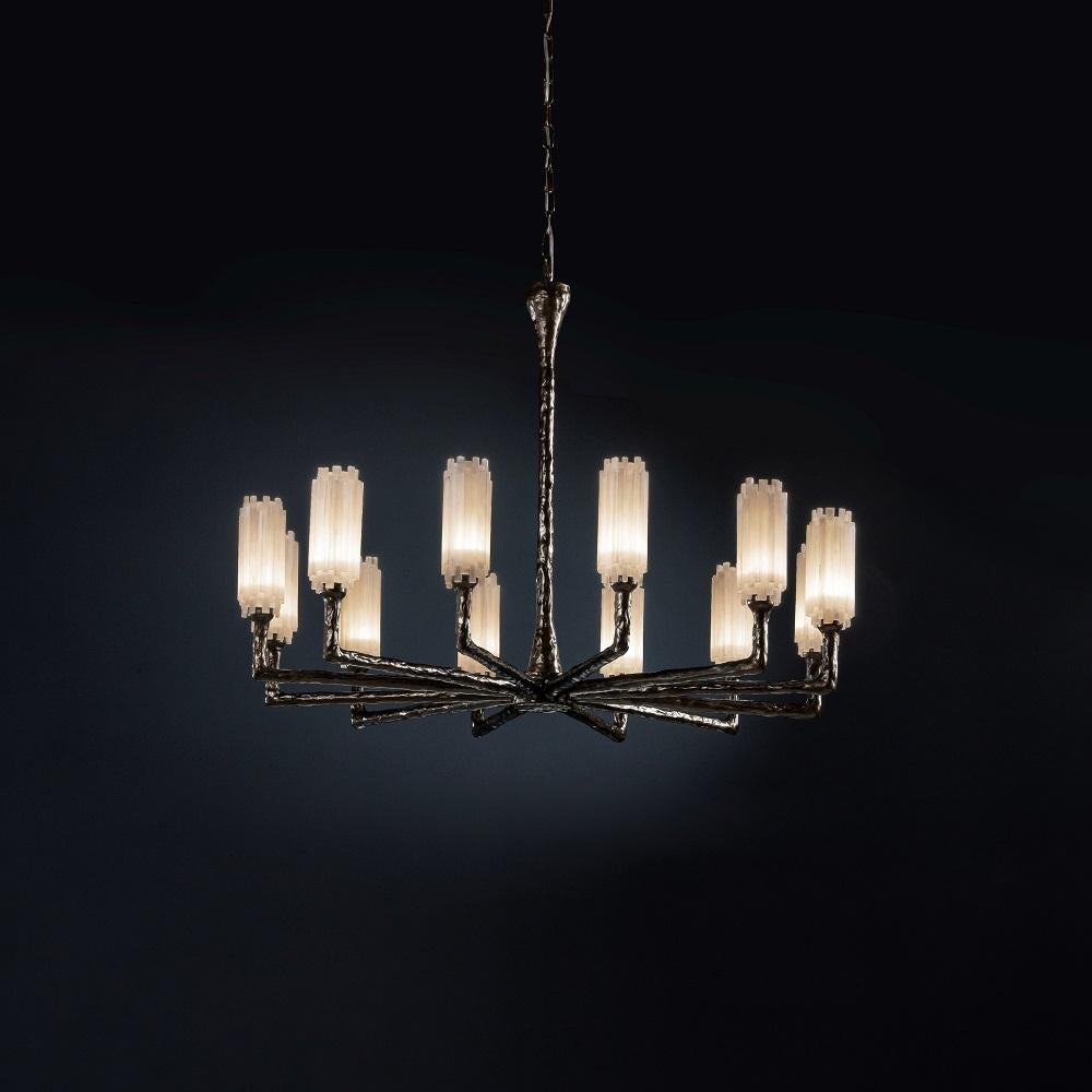 Natural Stone Circular Chandelier by Aver
Dimensions: D 108 x H 75 cm
Materials: Natural rocks, high-quality cut crystals, jewelry chains, hand-blown glass, other.
Also Available: Matte Black, Rustic Silver, Oxidized Graphite, and Rustic
