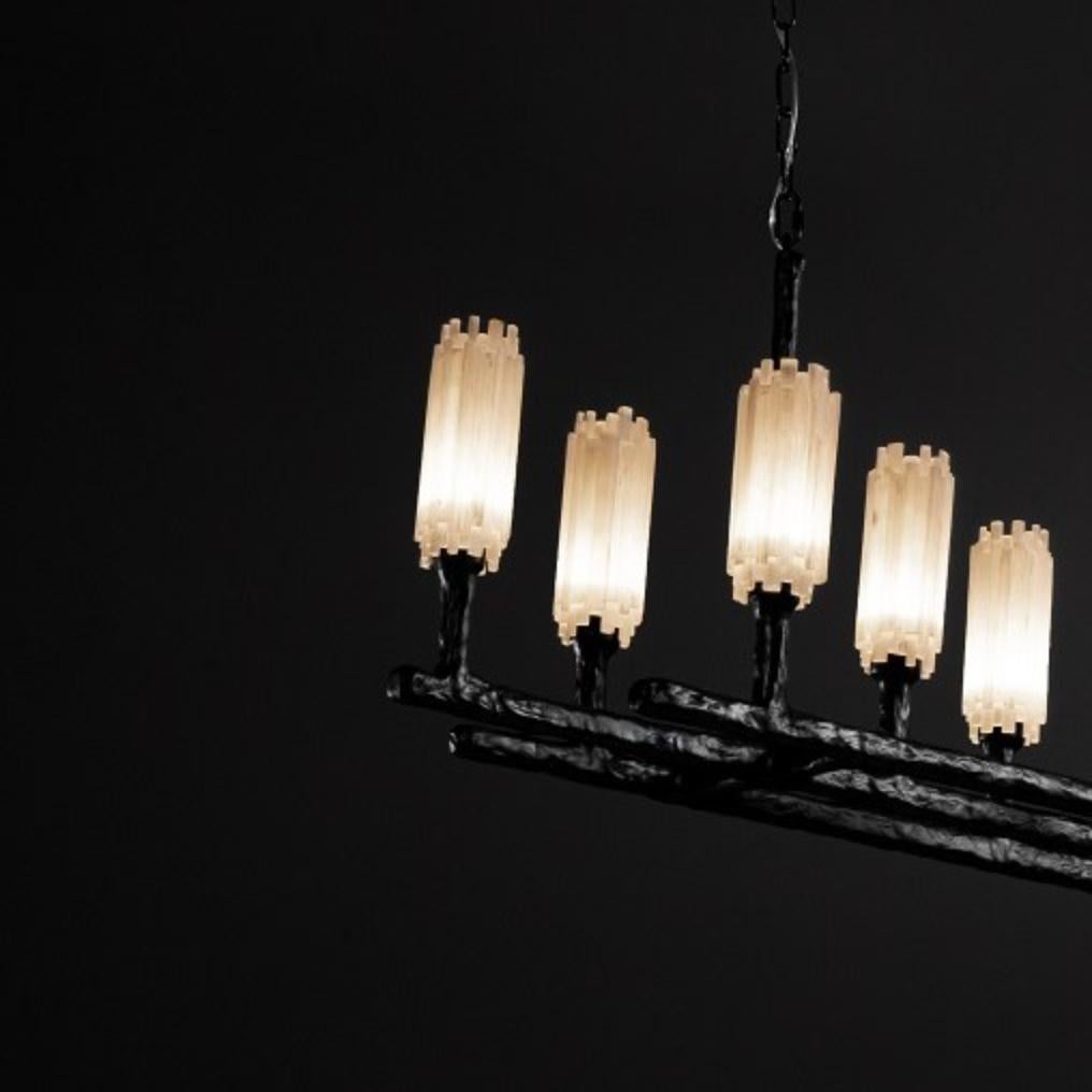 Brazilian Natural Stone Chandelier by Aver For Sale