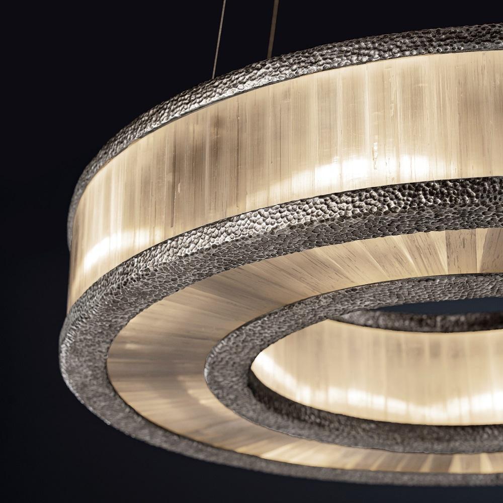 Brazilian Natural Stone Pendant Lamp I by Aver For Sale