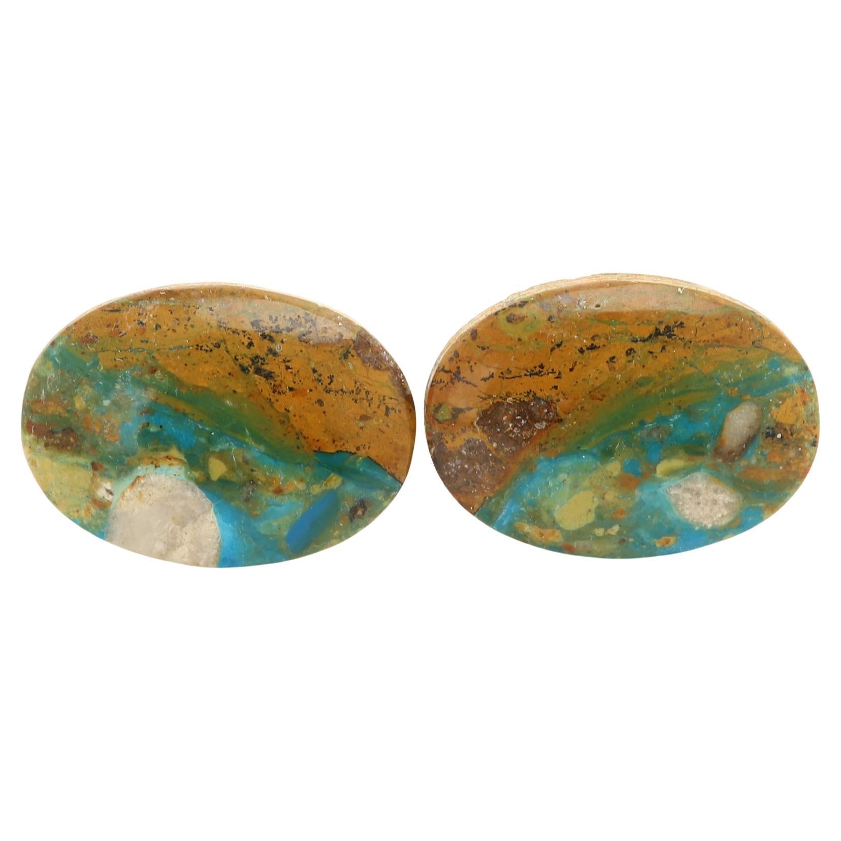 Natural Stone Men's Cufflinks Oval Shape Natural Stones Men's Jewelry