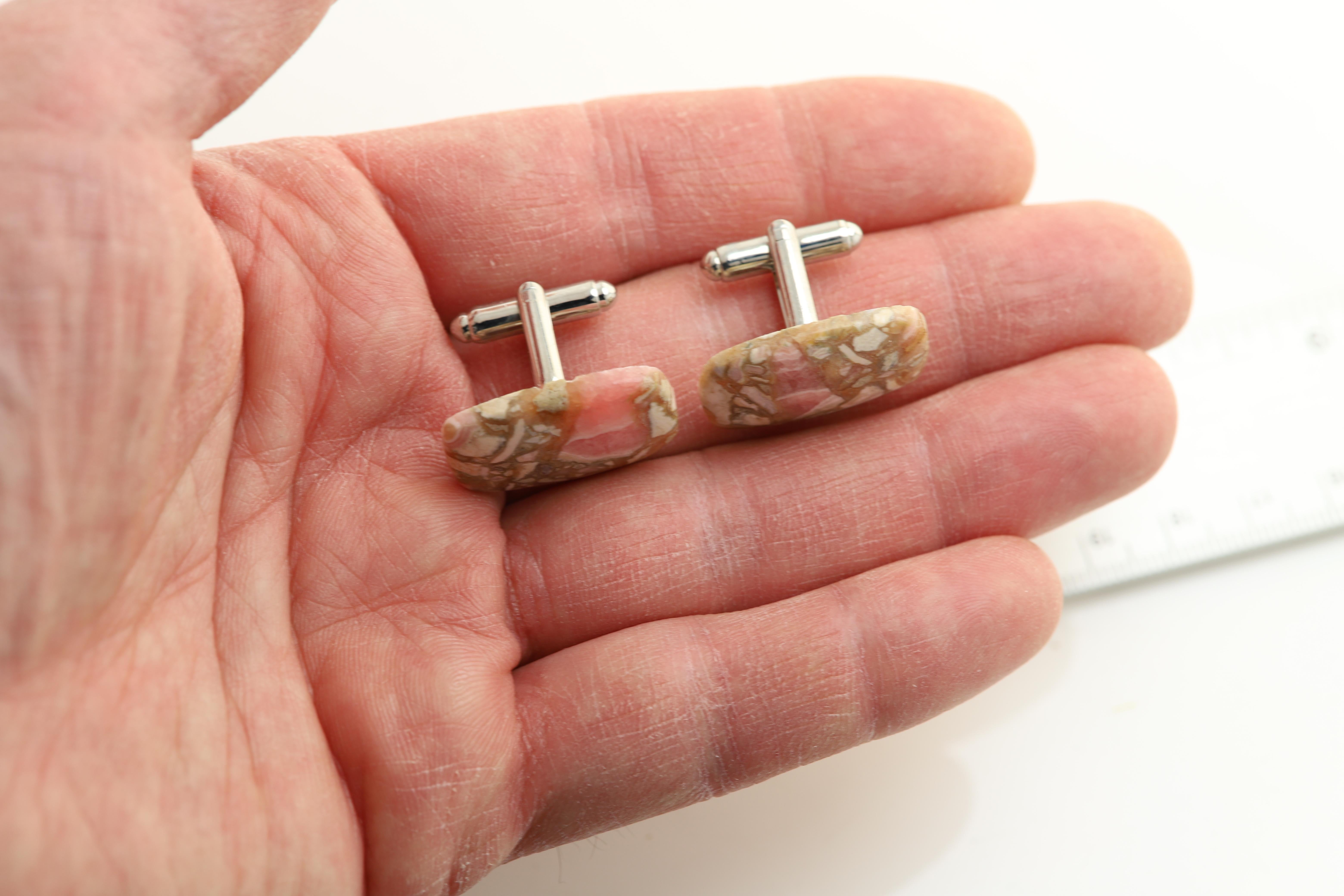 Emerald Cut Natural Stone Men's Cufflinks Rectangle Shape Natural Stones Men's Jewelry