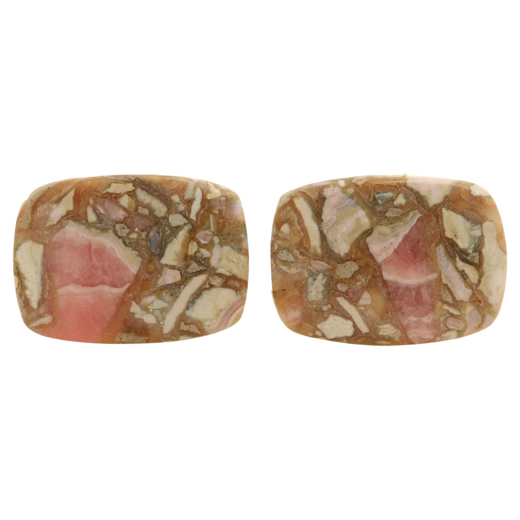 Natural Stone Men's Cufflinks Rectangle Shape Natural Stones Men's Jewelry