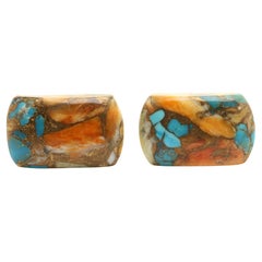 Used Natural Stone Men's Cufflinks Rectangle Shape Natural Stones Men's Jewelry