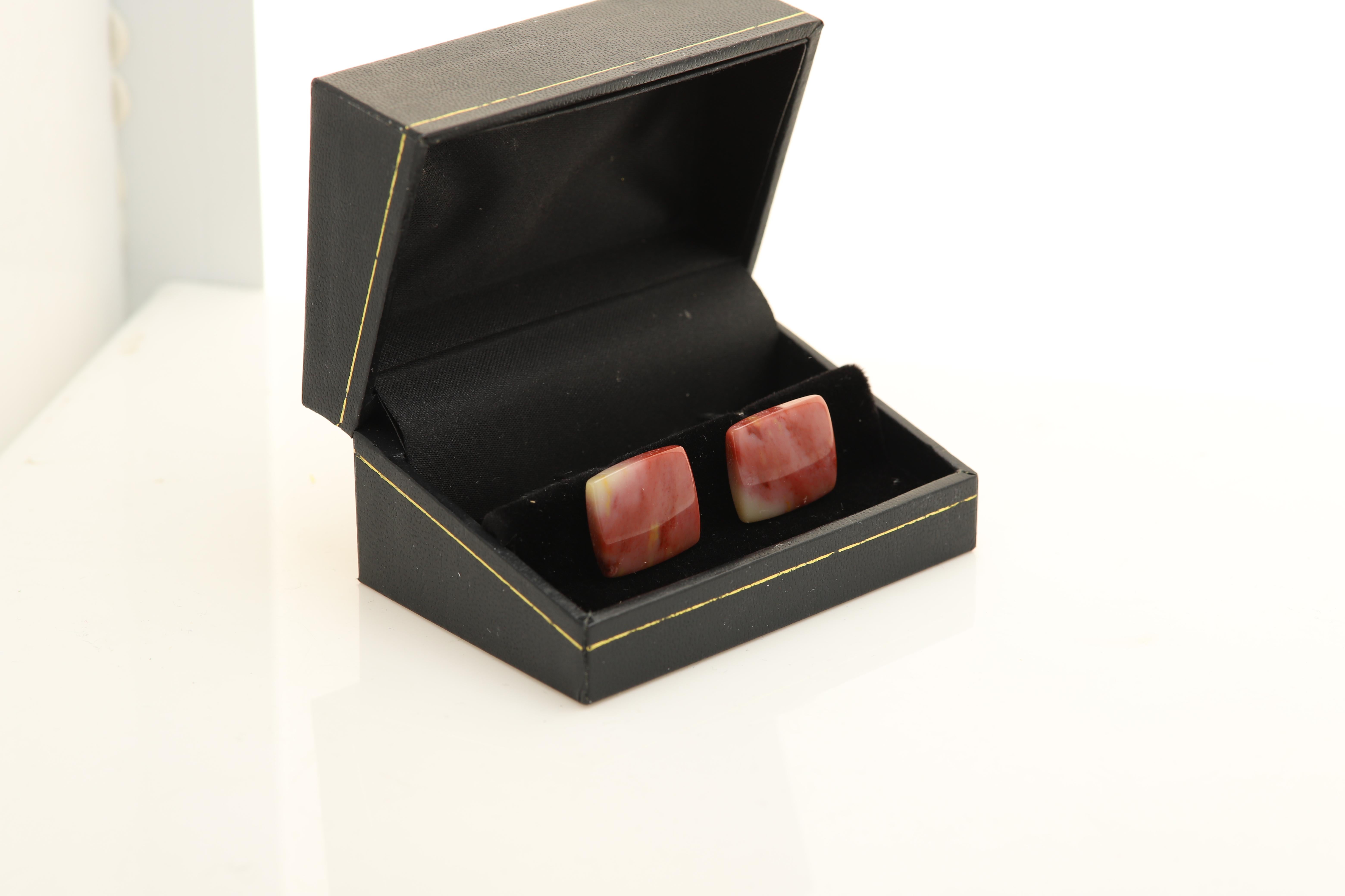 Natural Stone Men's Cufflinks Square Shape Natural Stone Men's Jewelry For Sale 2