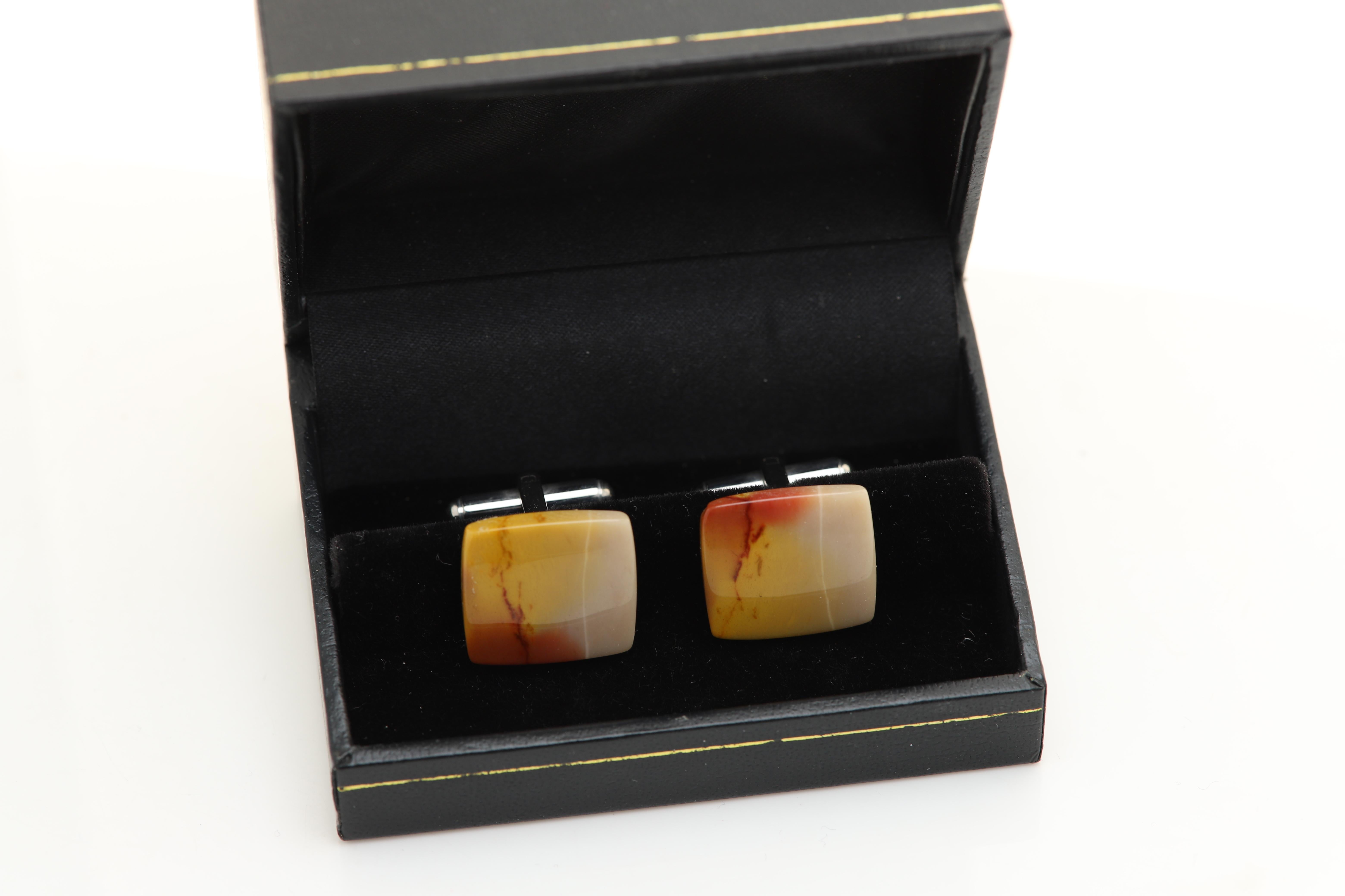 Natural Stone Men's Cufflinks Square Shape Natural Stone Men's Jewelry For Sale 3