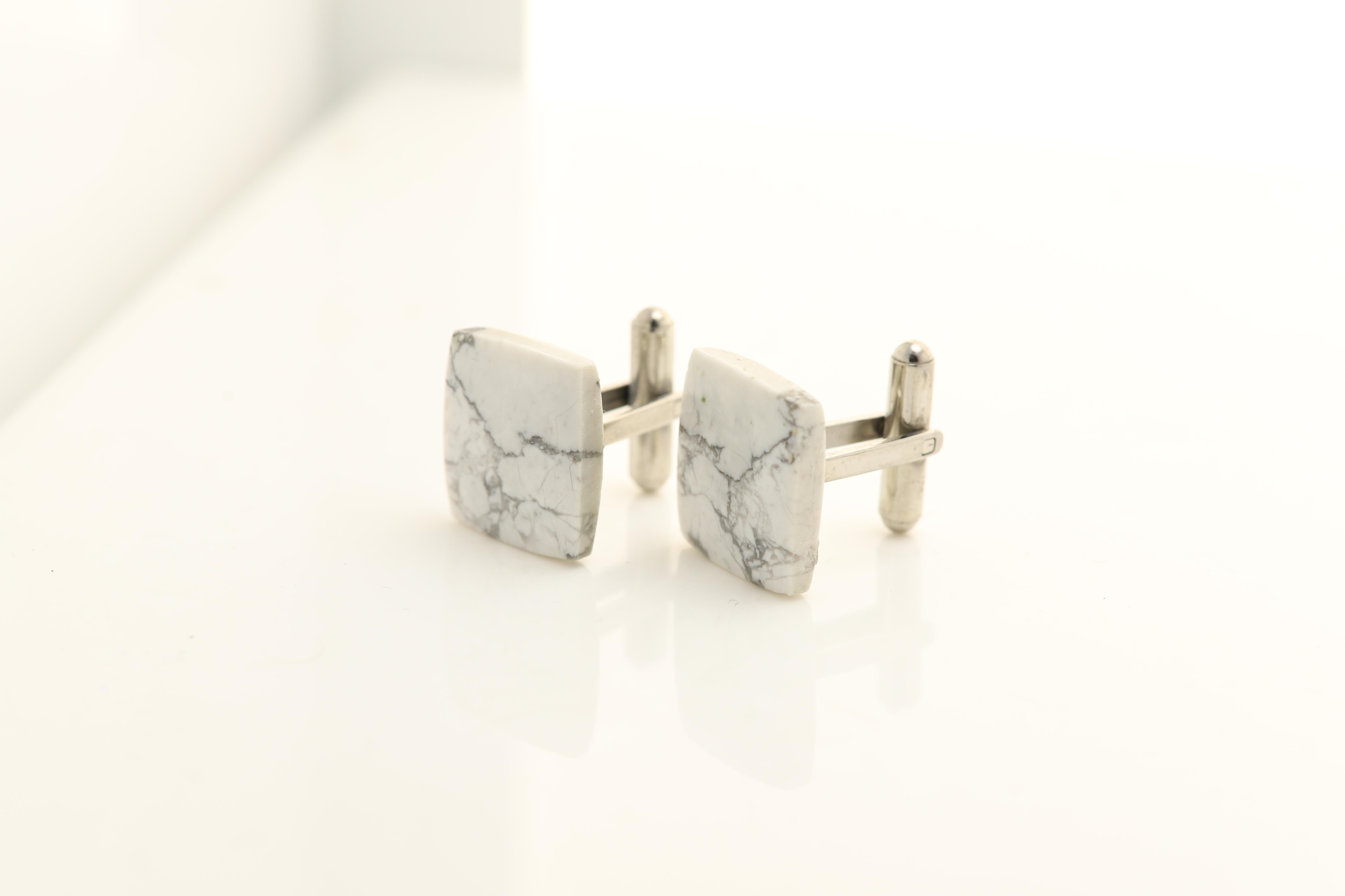 Natural Stone Men's Cufflinks Square Shape Natural Stones Men's Jewelry In New Condition For Sale In Brooklyn, NY