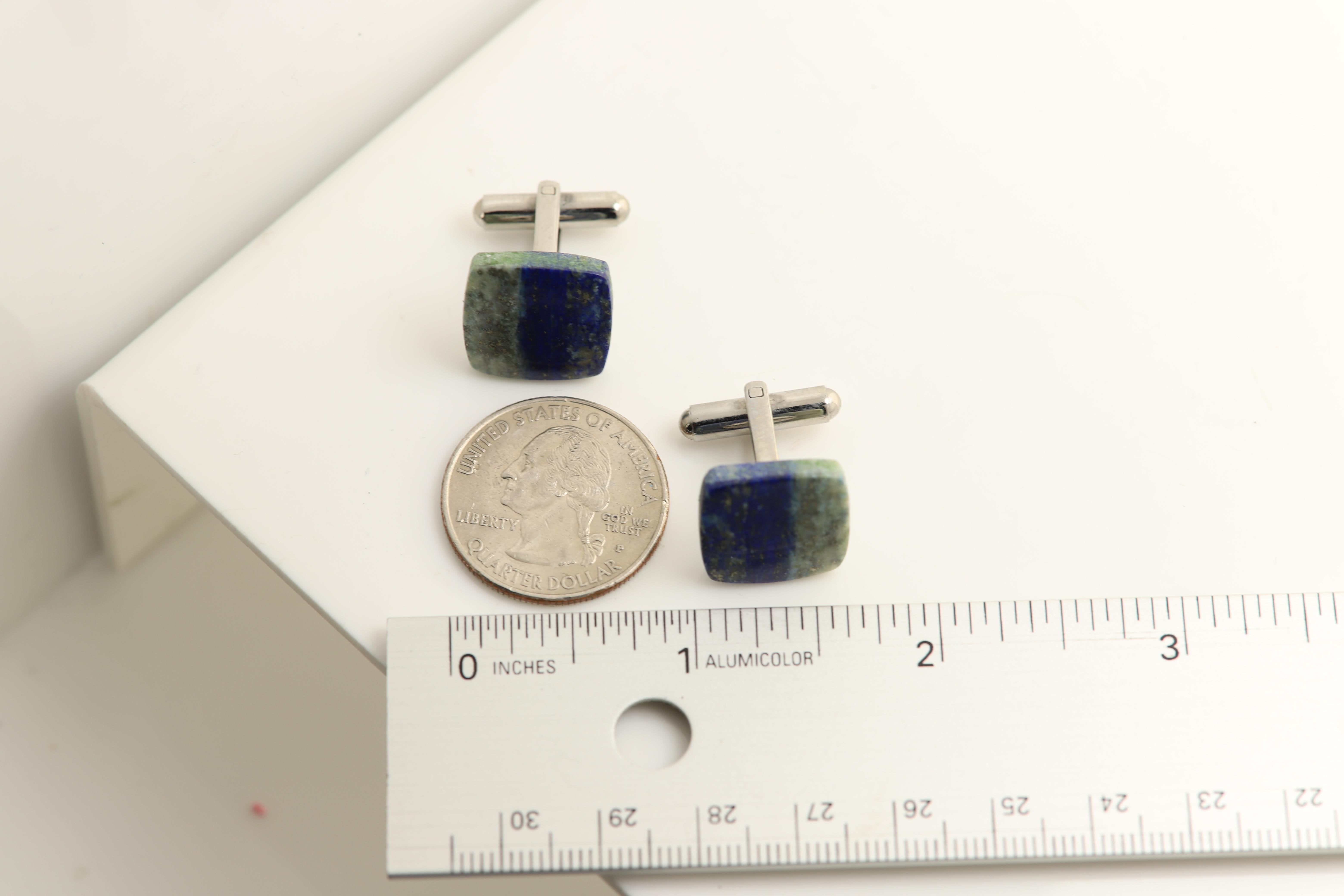 Natural Stone Men's Cufflinks Square Shape Natural Stones Men's Jewelry In New Condition In Brooklyn, NY