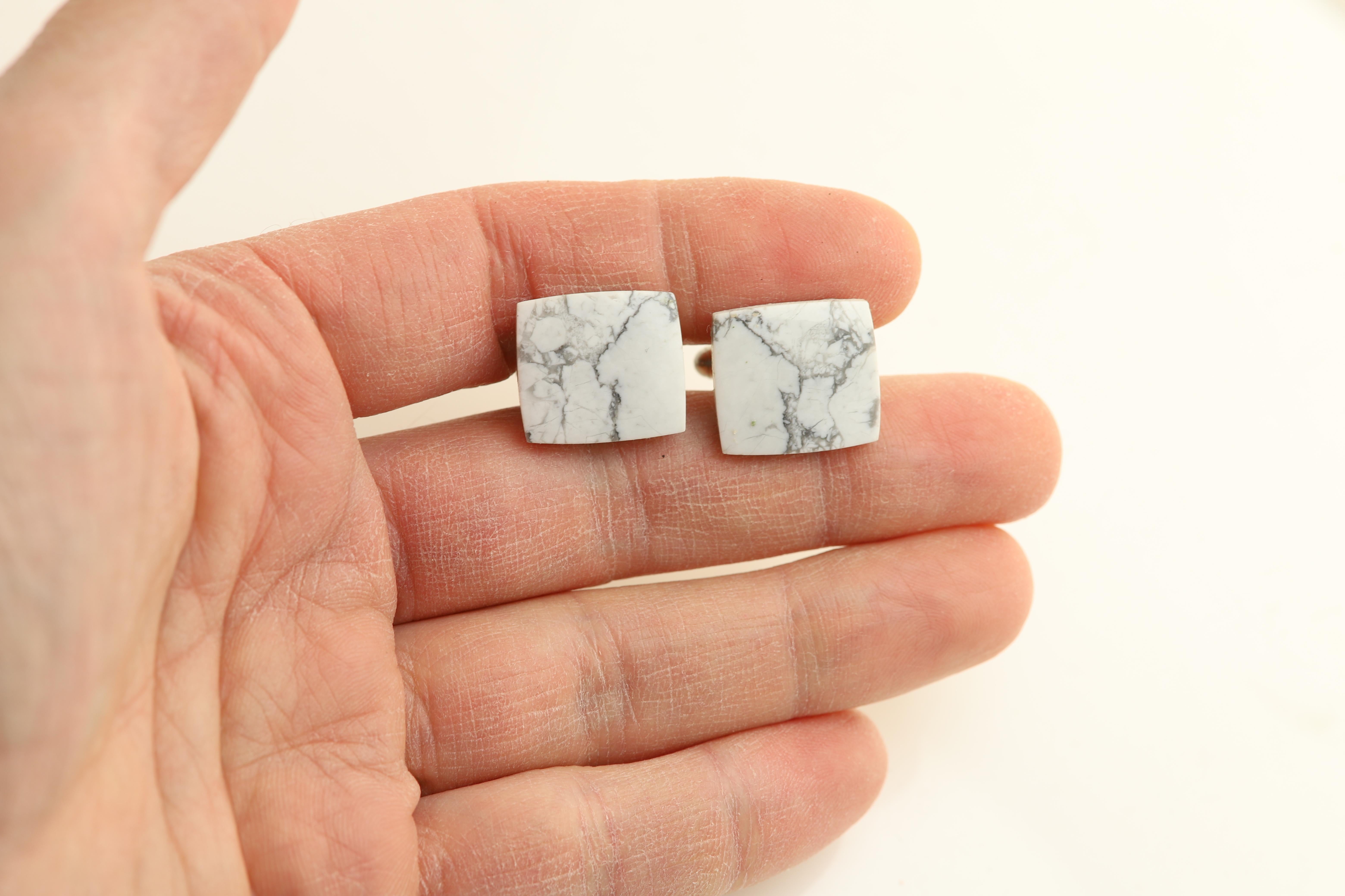 Natural Stone Men's Cufflinks Square Shape Natural Stones Men's Jewelry For Sale 1