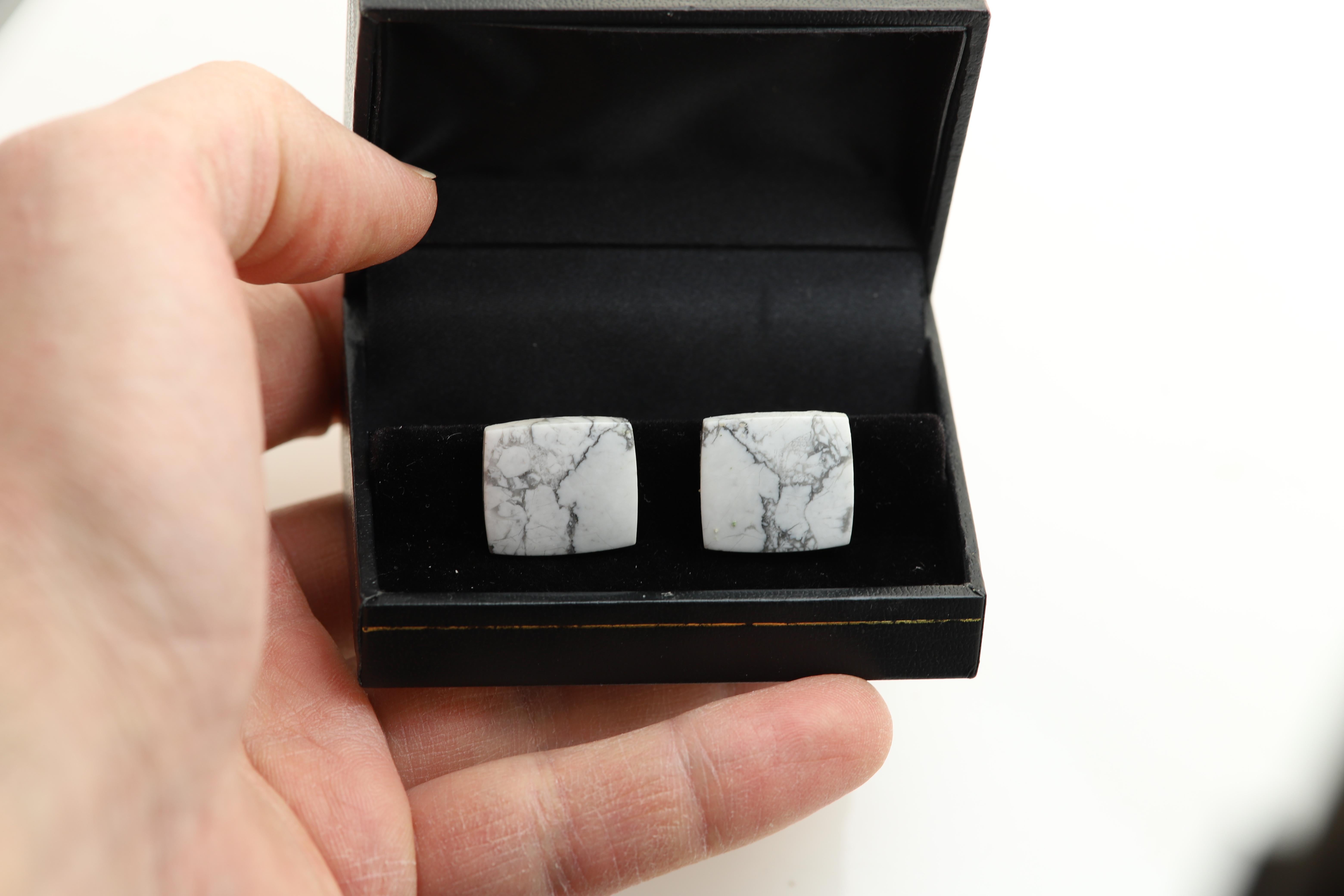 Natural Stone Men's Cufflinks Square Shape Natural Stones Men's Jewelry For Sale 4
