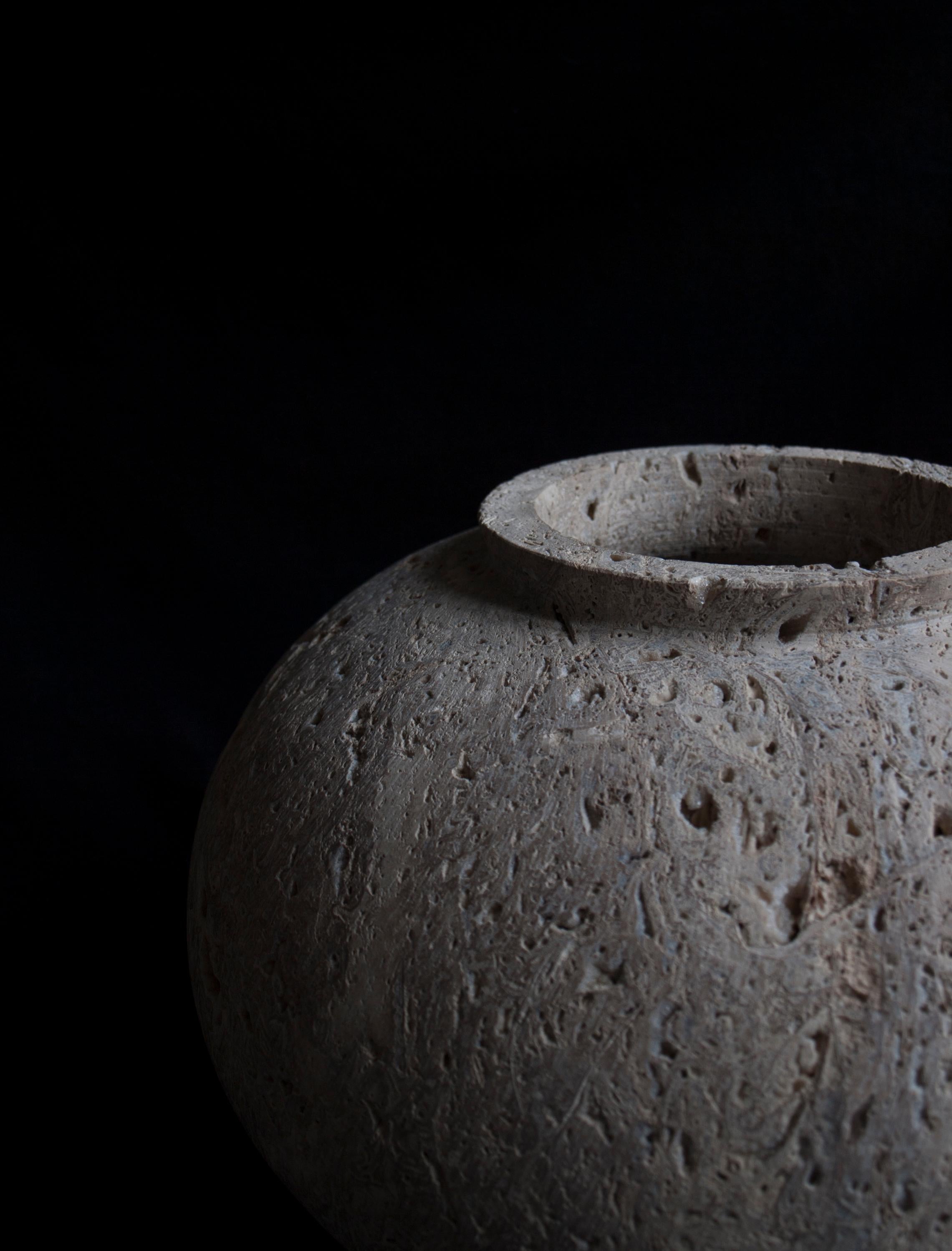 Modern Natural Stone Moon Jar by Bicci De’ Medici For Sale