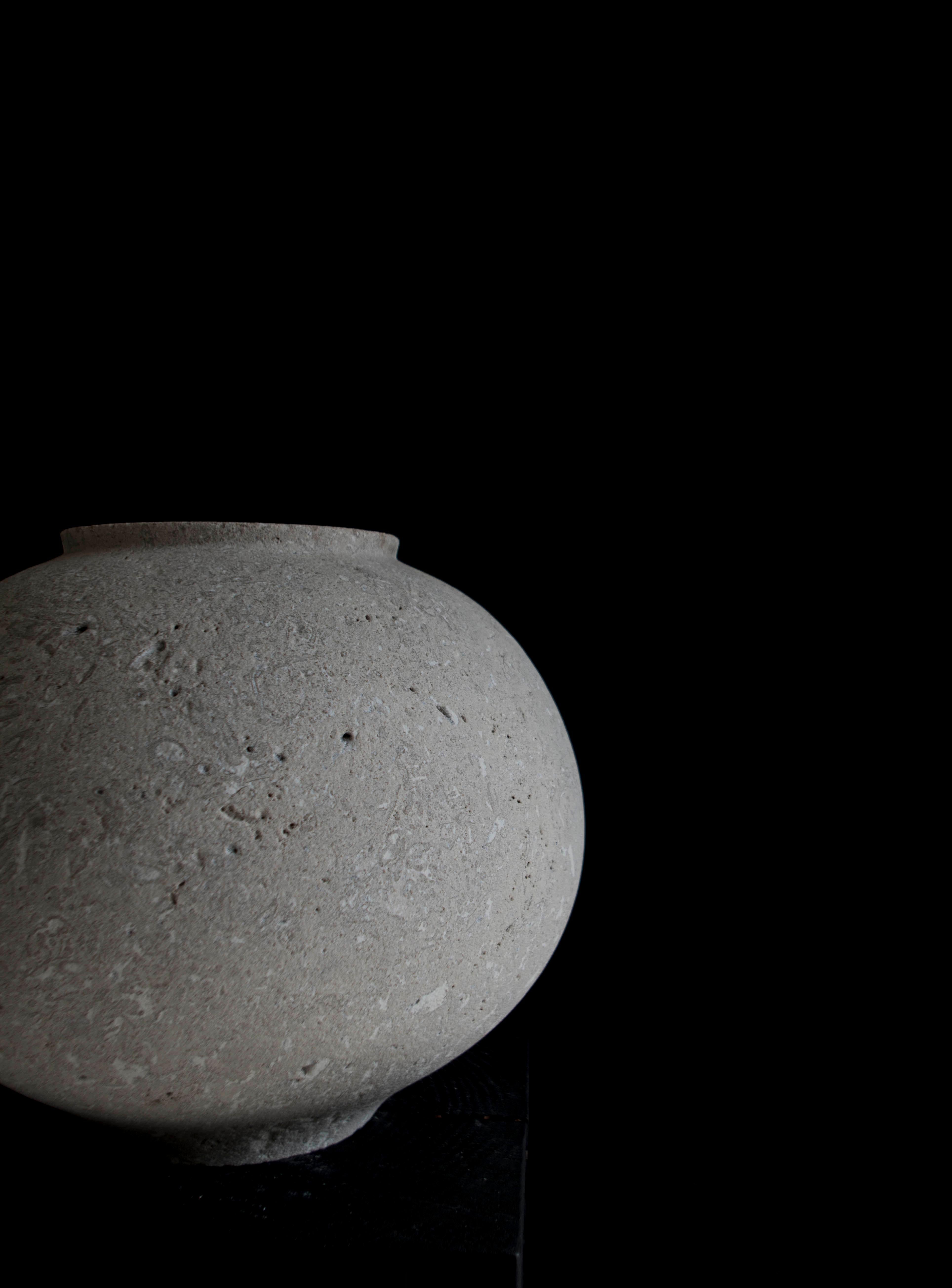 Belgian Natural Stone Moon Jar by Bicci De’ Medici For Sale