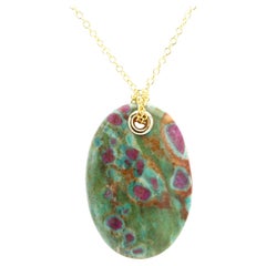 Natural Stone Pendant Ruby Fuchsite Green
Red Stone Necklace