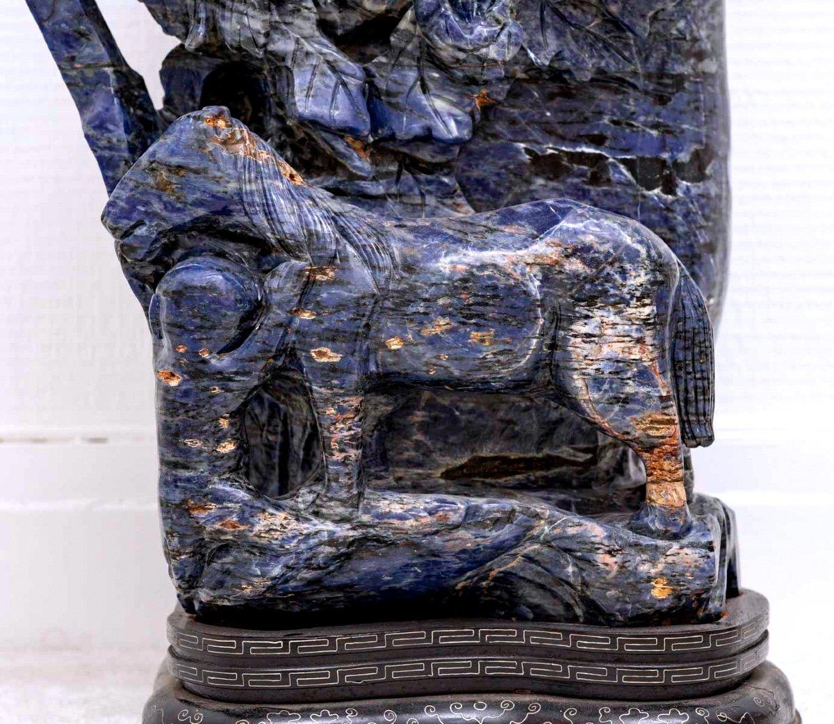 Natural Stone Sculpture - Sodalite - China - Late 19th Century Period For Sale 2