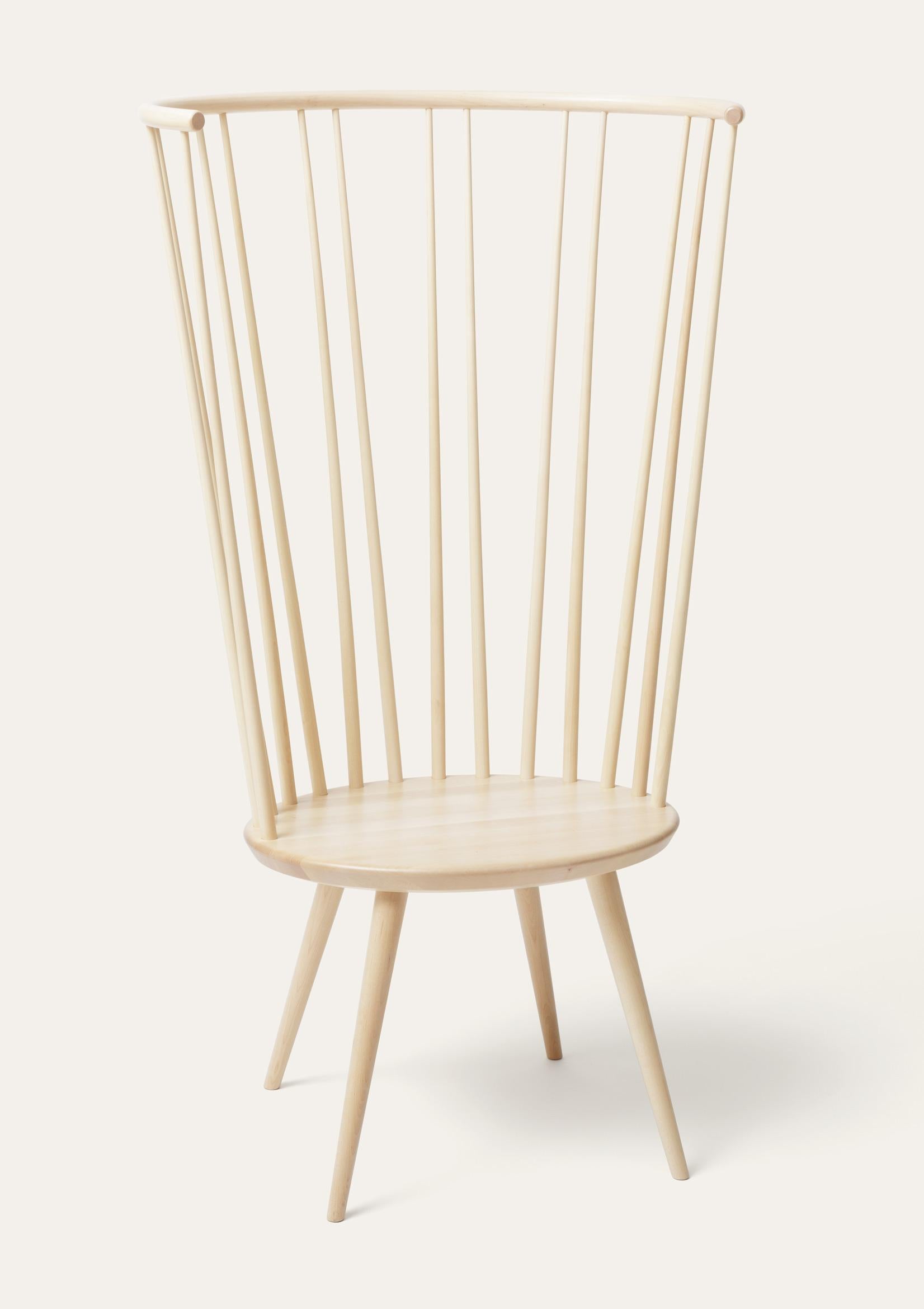 Natural Storängen birch chair by Storängen Design
Dimensions: D 56 x W 78 x H 133 x SH 42 cm
Materials: birch wood
Also available in other colors, with seat and back cushion.

The Storängen chair epitomizes our belief in the honesty of