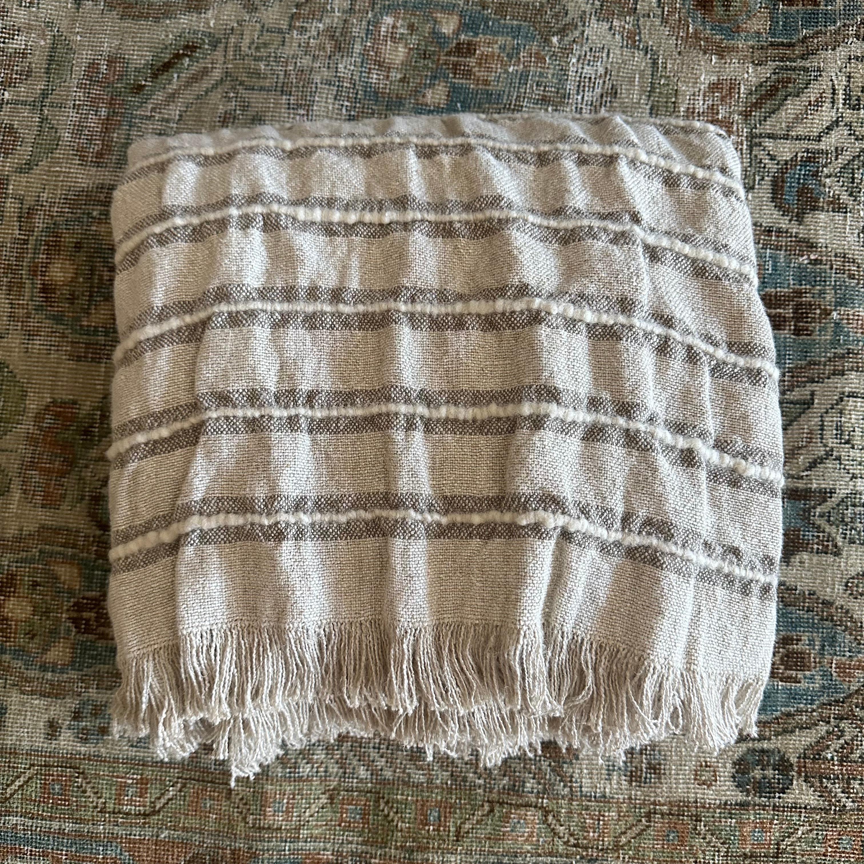 Natural Stripe Throw For Sale 1